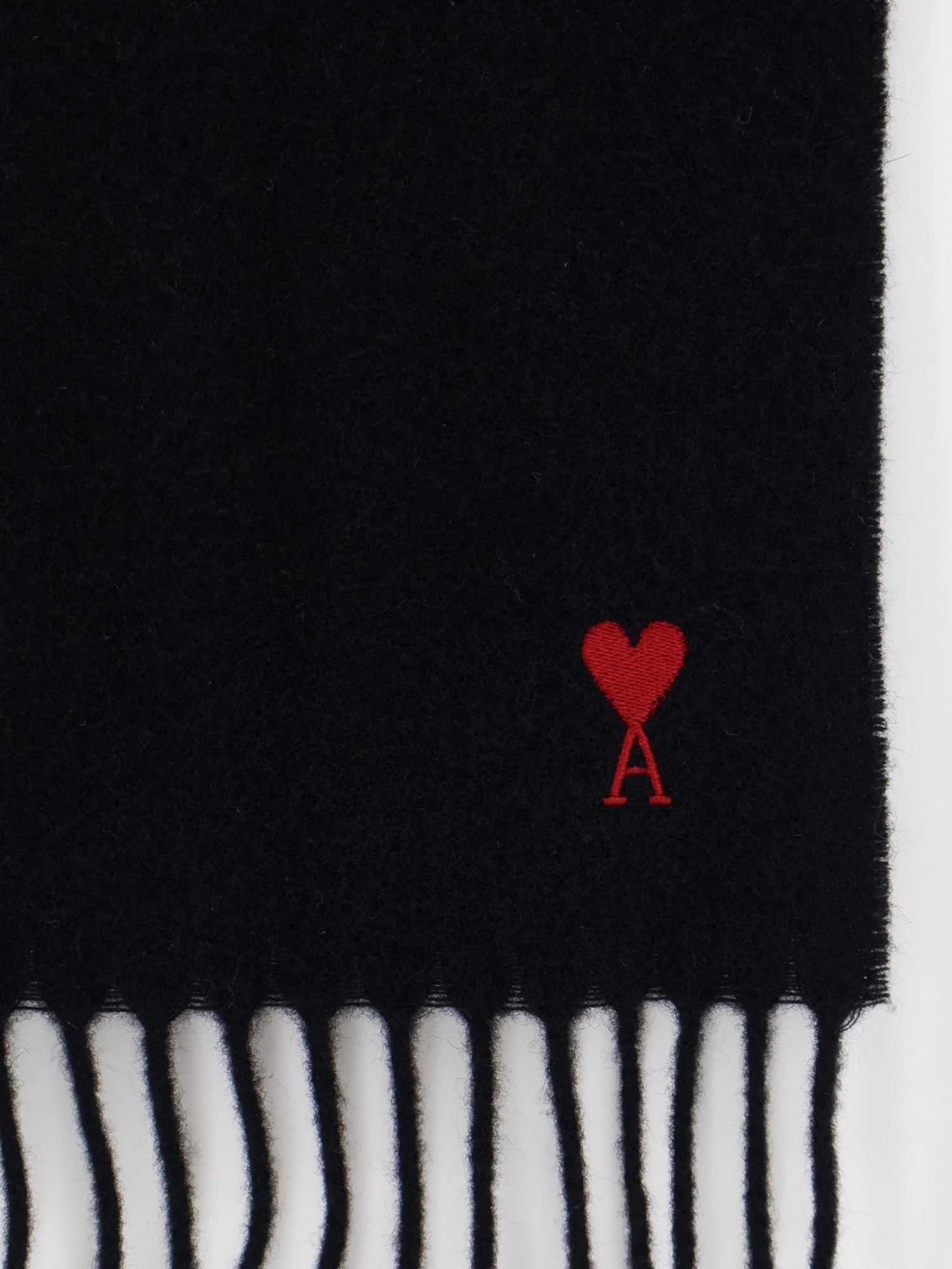 AMI Paris Wool Scarf With Ami De Cœur Embroidery