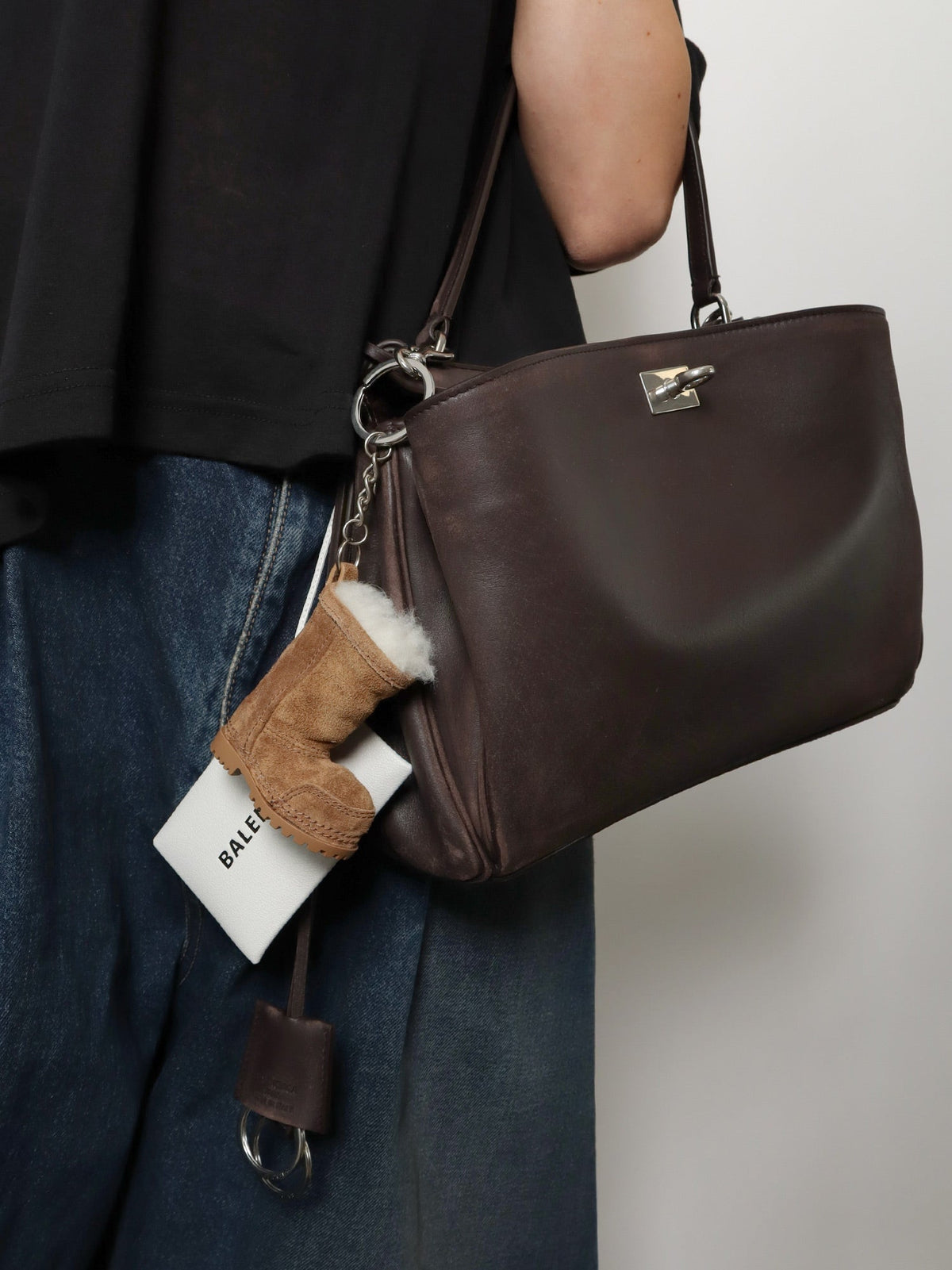 Balenciaga Rodeo S Leather Crossbody Bag With Vintage Motif