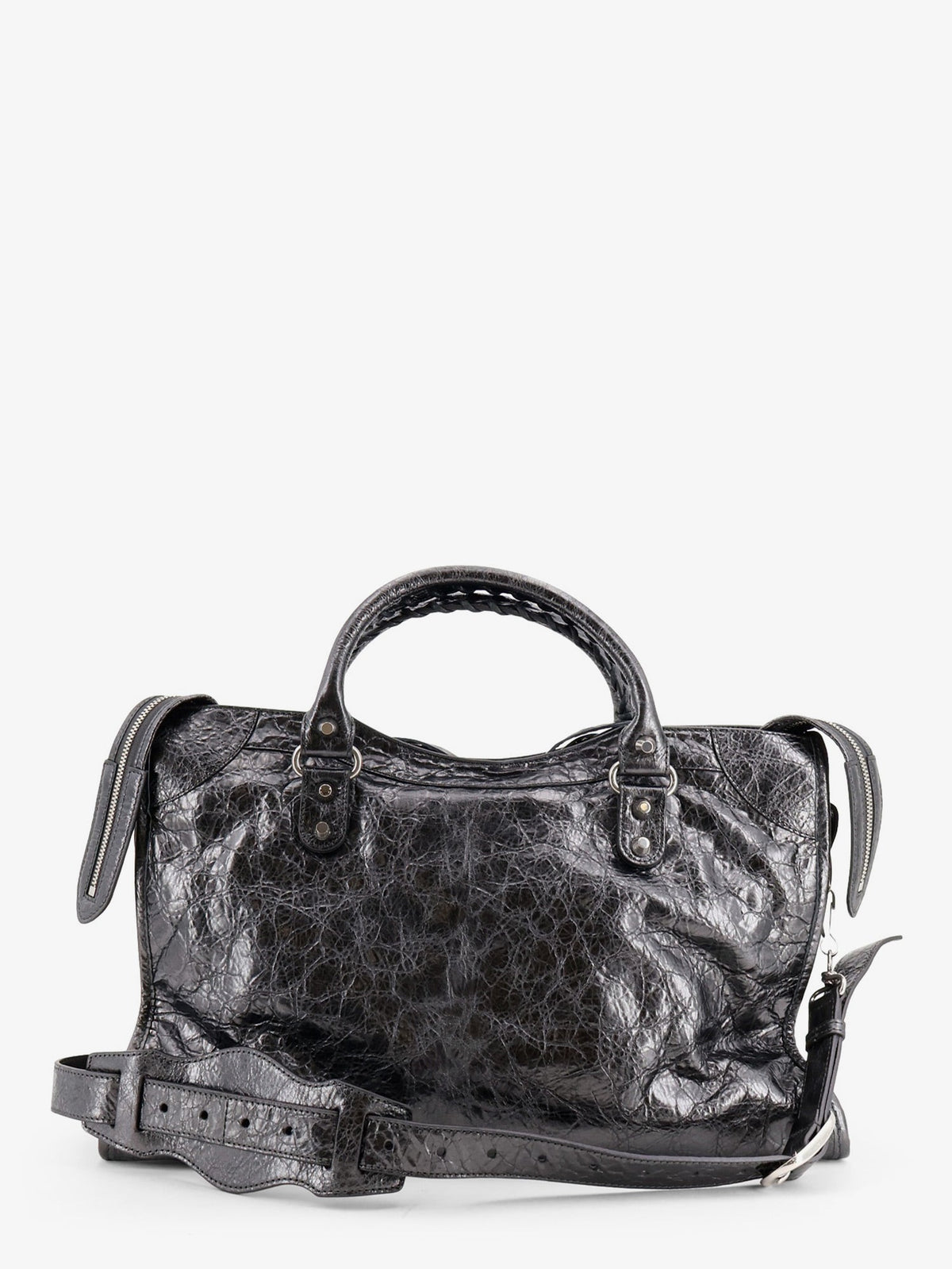 Balenciaga Le City Medium Metallic Leather Handbag