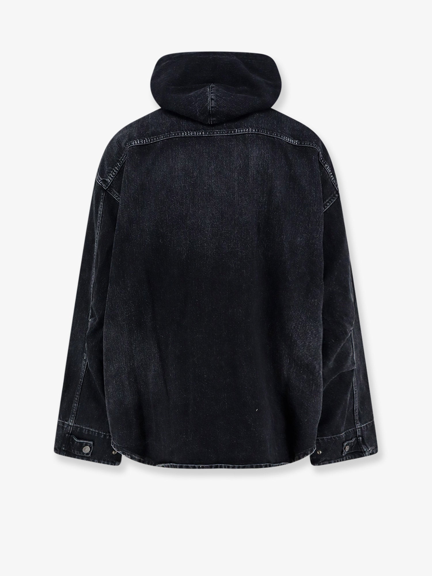 Balenciaga Black Denim Jacket With Embroidered Logo On The Front