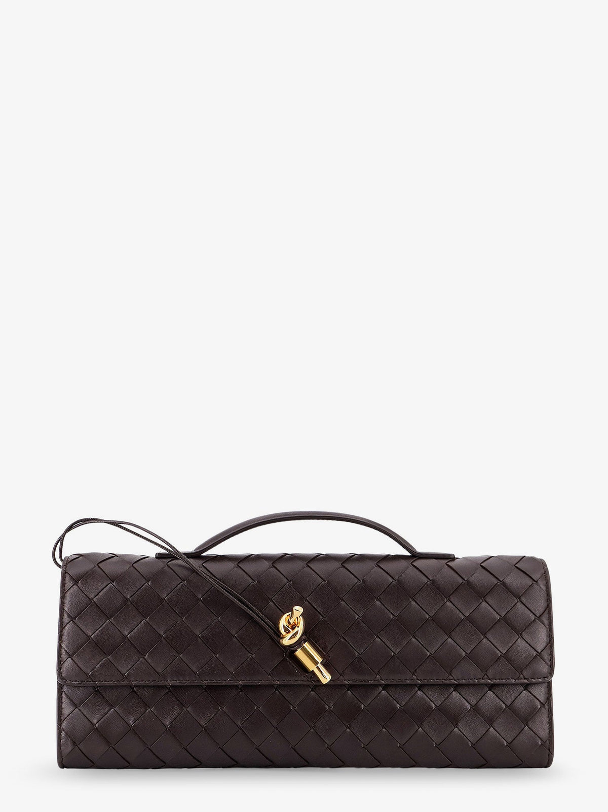 Bottega Veneta Andiamo Leather Clutch With Intrecciato Motif