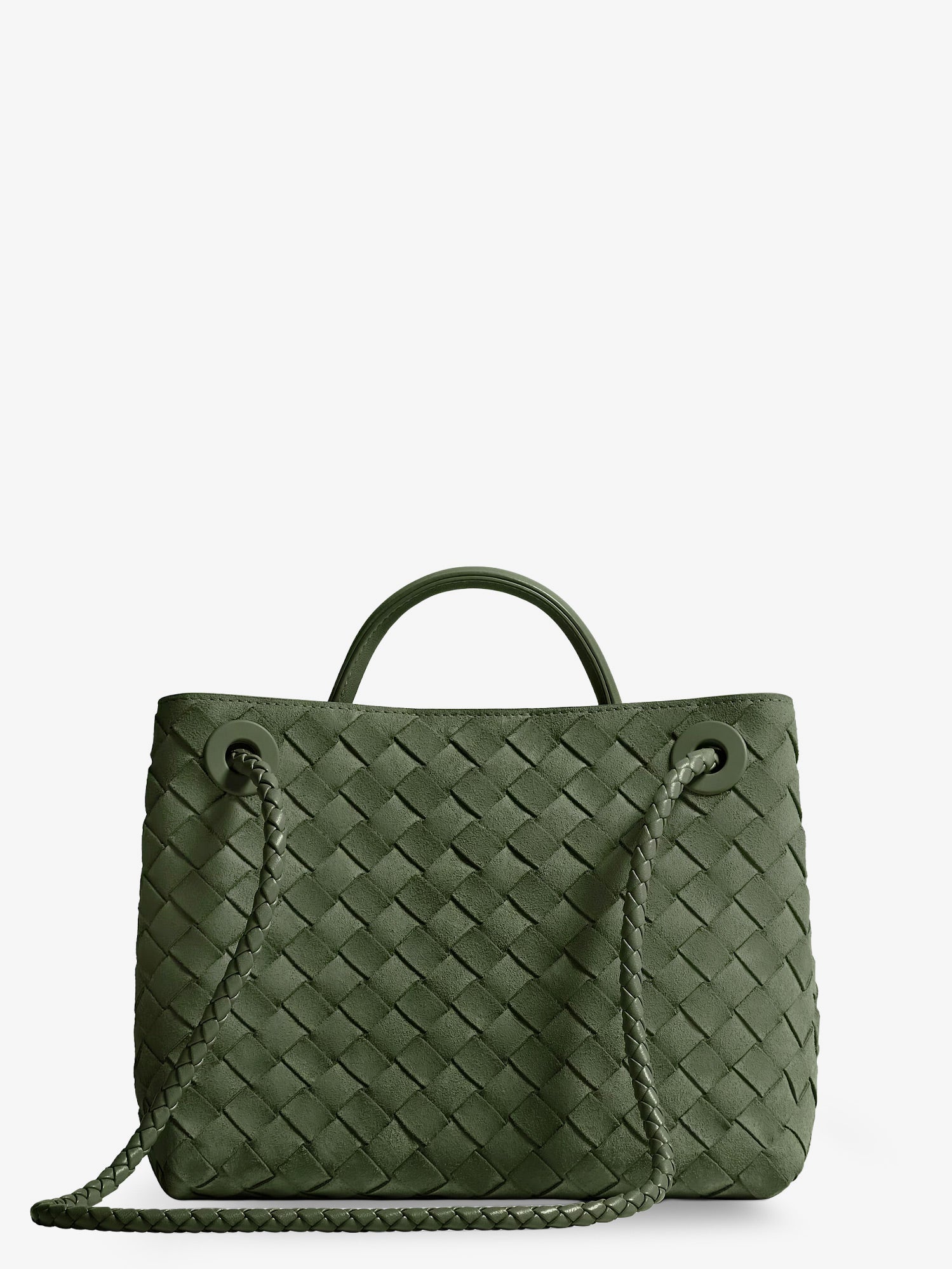 Bottega Veneta Small Andiamo Suede Handbag With Intrecciato Motif