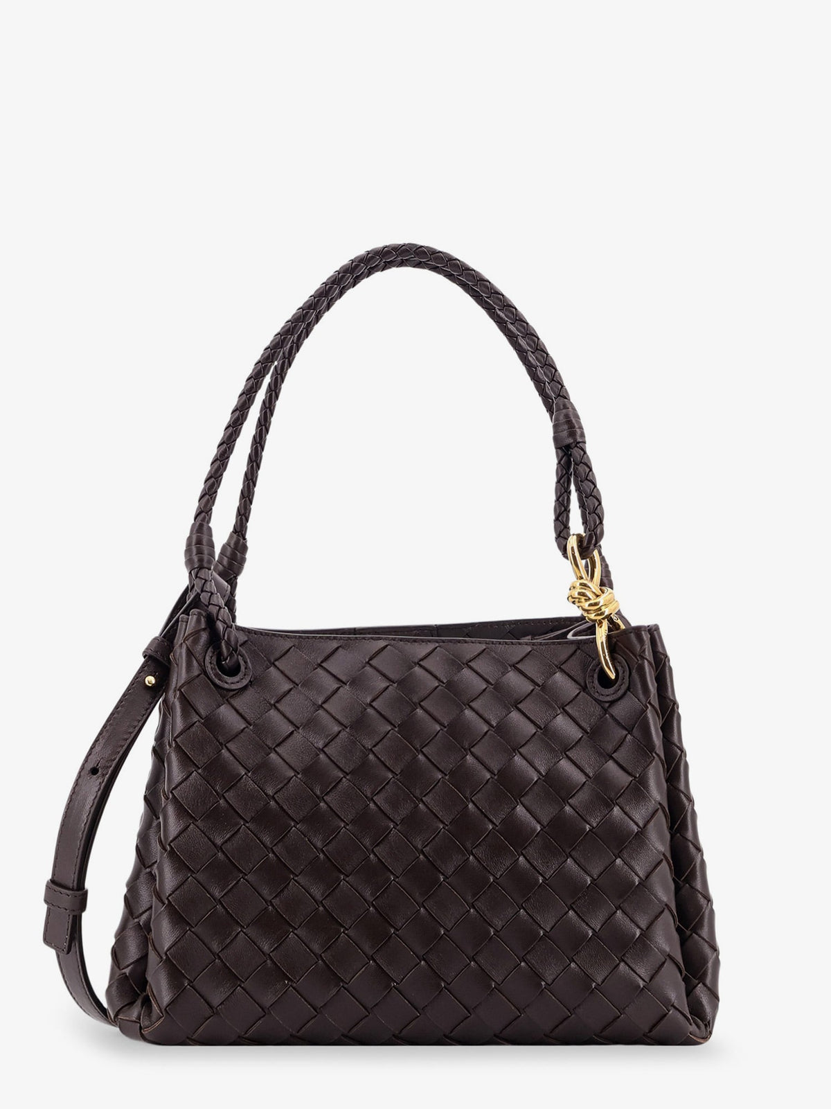 Bottega Veneta Parachute Leather Shoulder Bag With Intrecciato Pattern And Knot Detail