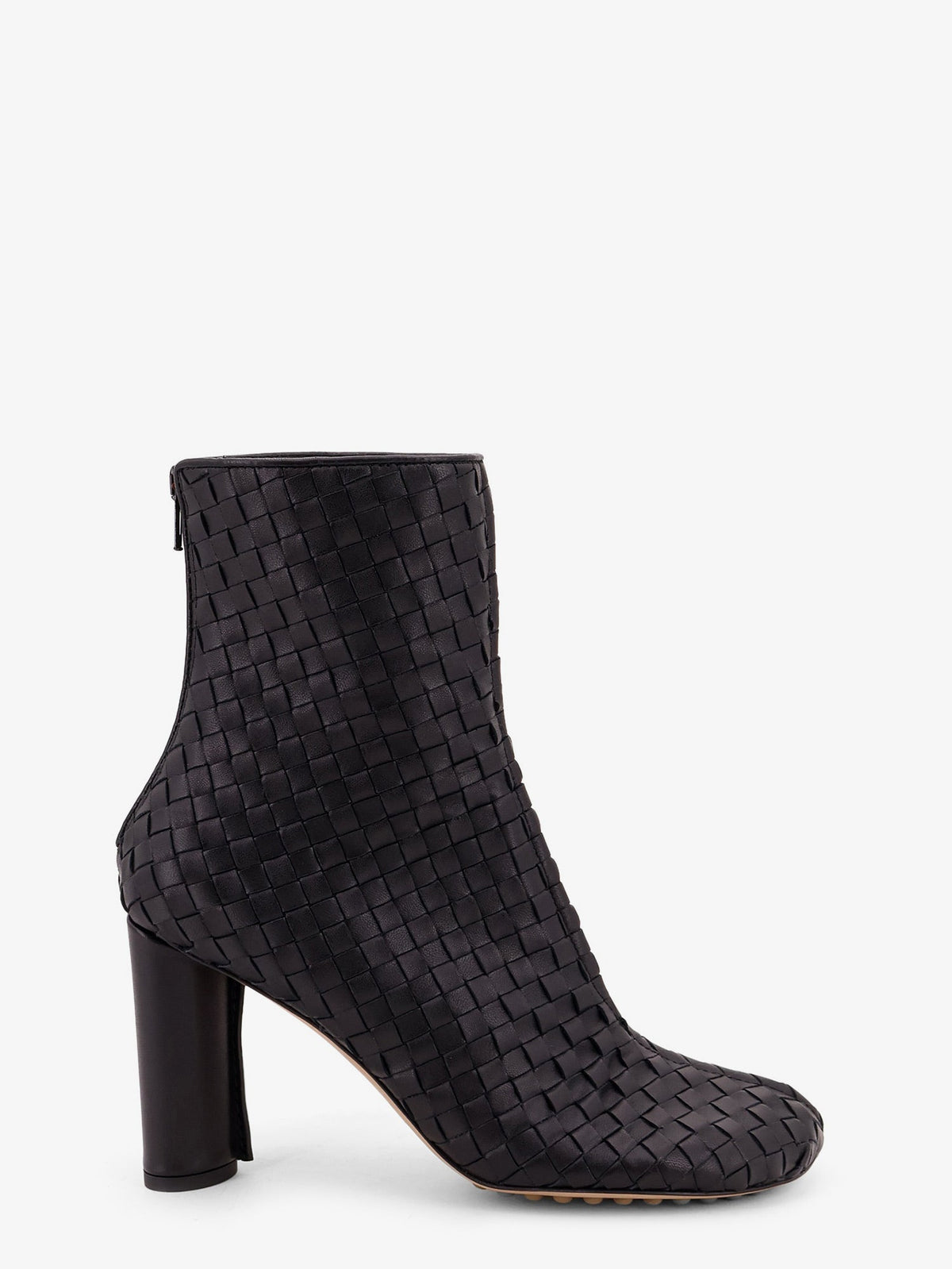 Bottega Veneta Cherry Leather Ankle Boots With Woven Pattern