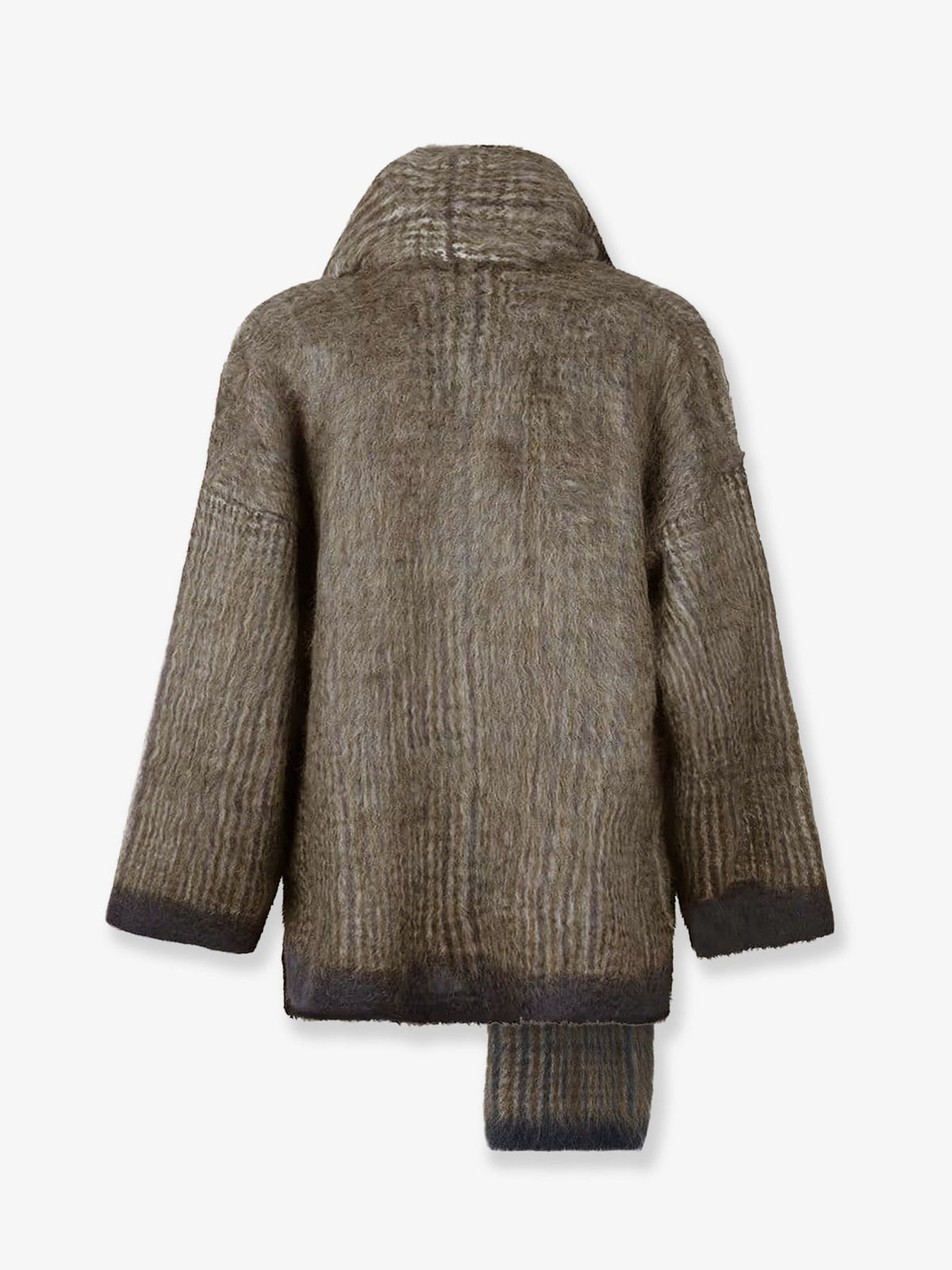 Brunello Cucinelli Mohair, Polyamide And Wool Blend Cardigan With An Integrated Scarf