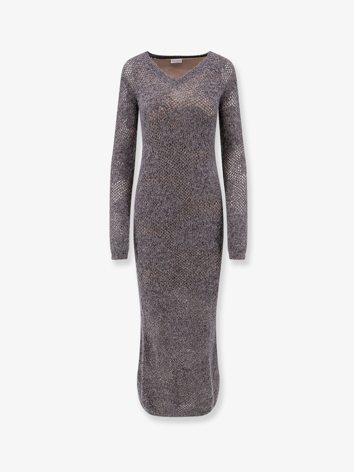 Brunello Cucinelli Flower Lace Sparkling Mohair And Virgin Wool Knit Dress