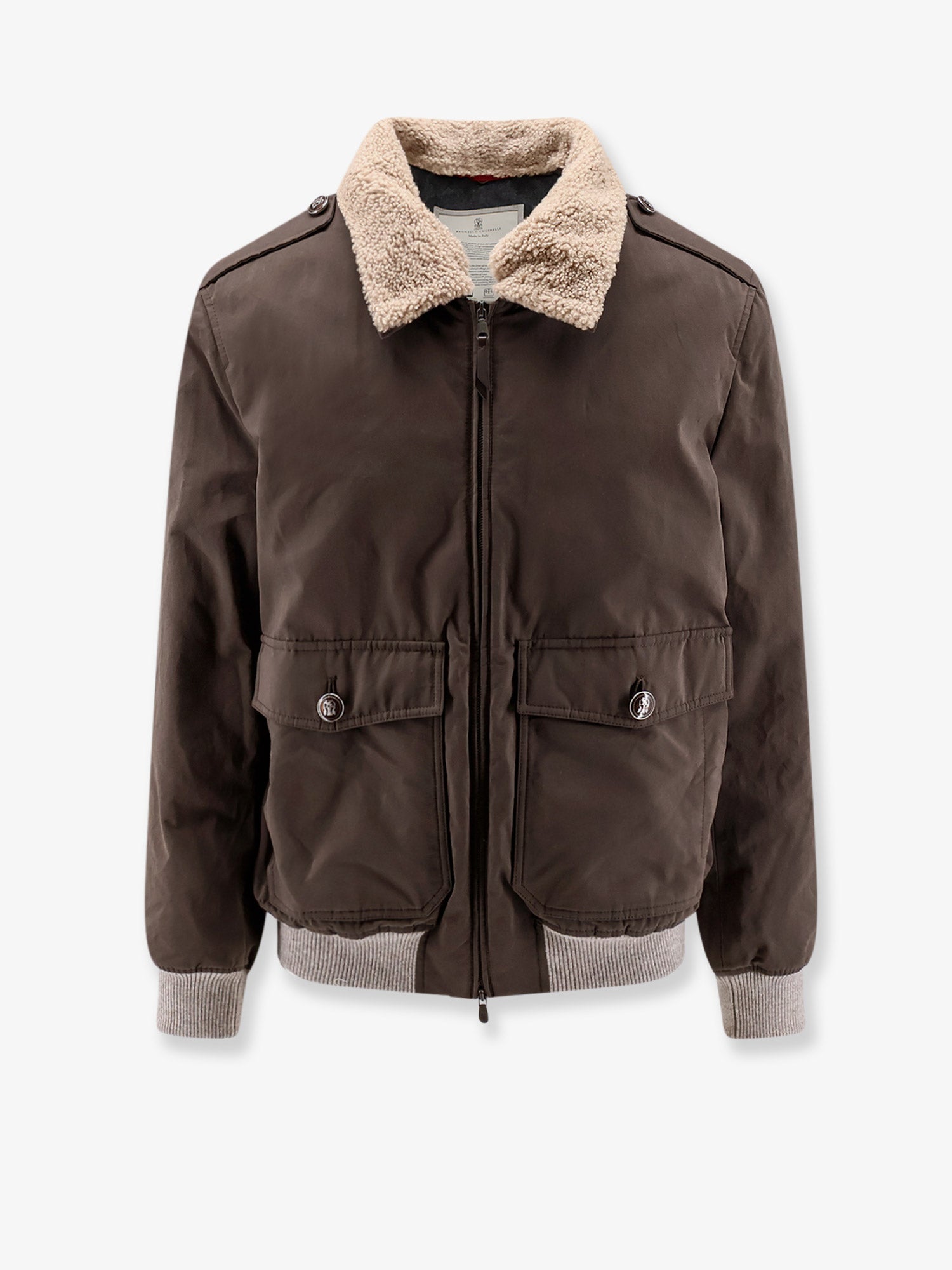 Brunello Cucinelli Cotton Blend Jacket With Fur Collar