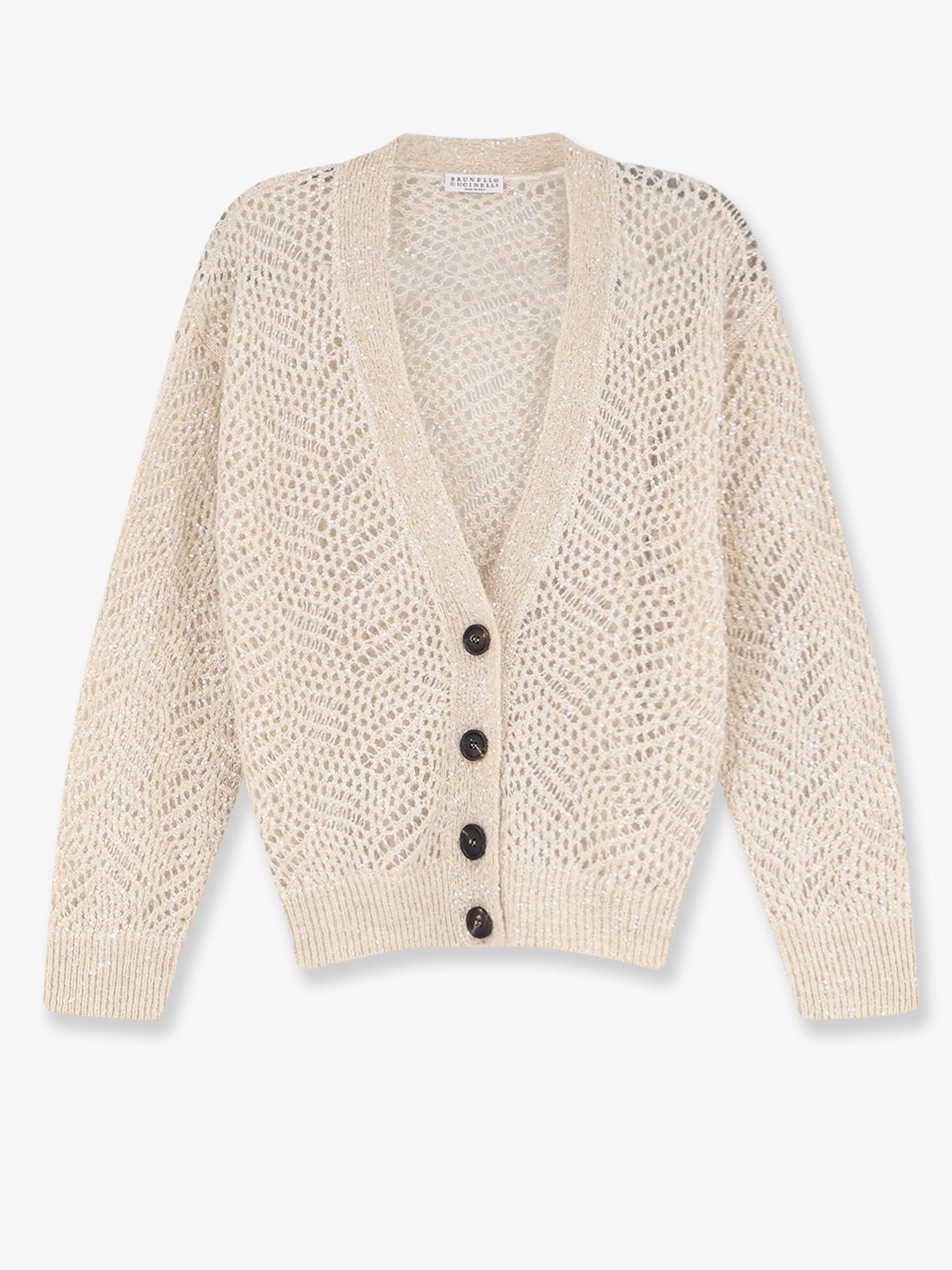 Brunello Cucinelli Mohair Blend Cardigan With Iconic Dazzling Motif