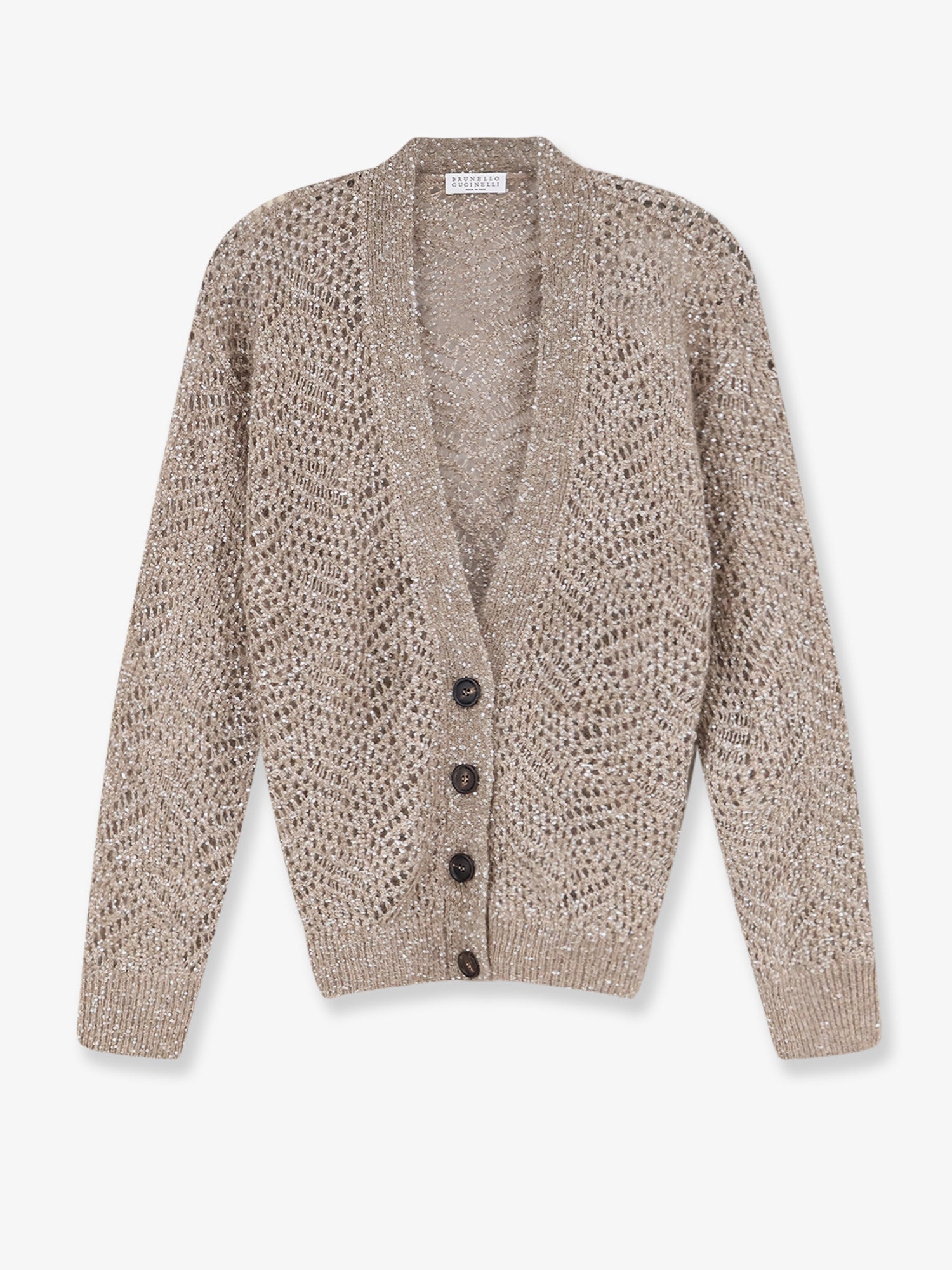 Brunello Cucinelli Mohair Blend Cardigan With Iconic Dazzling Motif