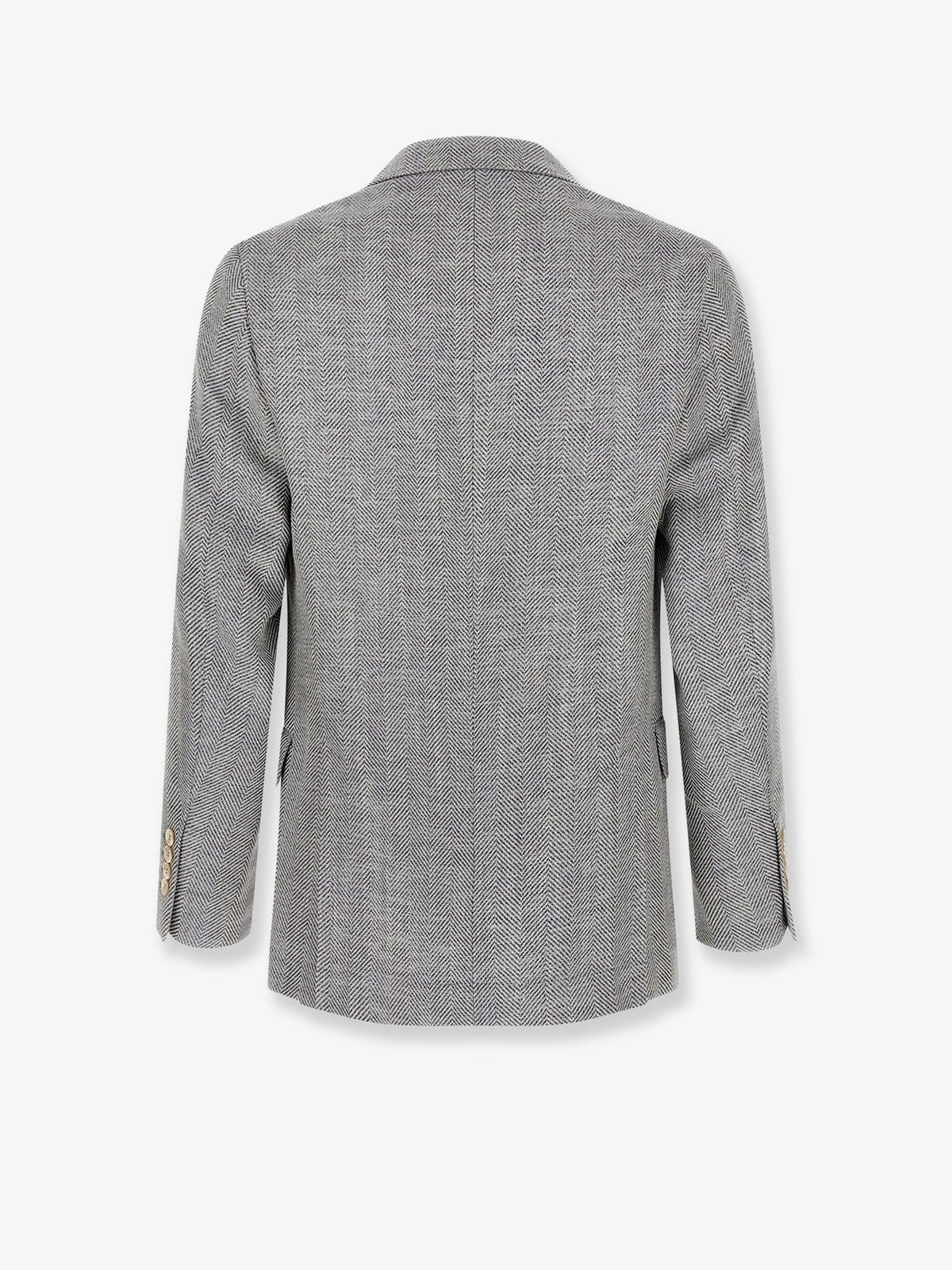 Brunello Cucinelli Deconstructed Wool, Alpaca And Silk Chevron Blazer