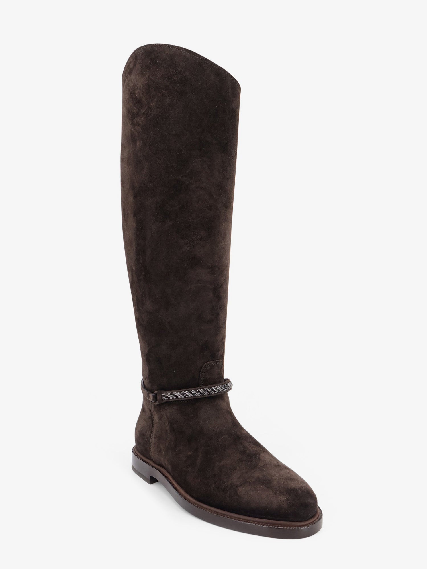 Brunello Cucinelli Precious Strap Suede Boots