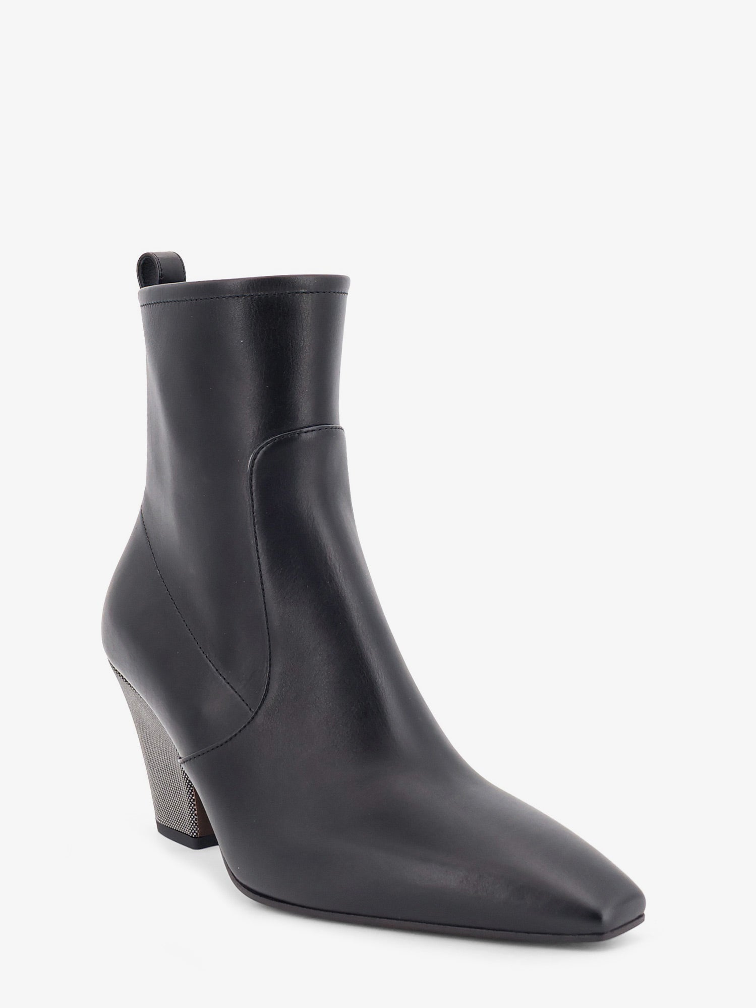 Brunello Cucinelli Precious Heel Leather Ankle Boots