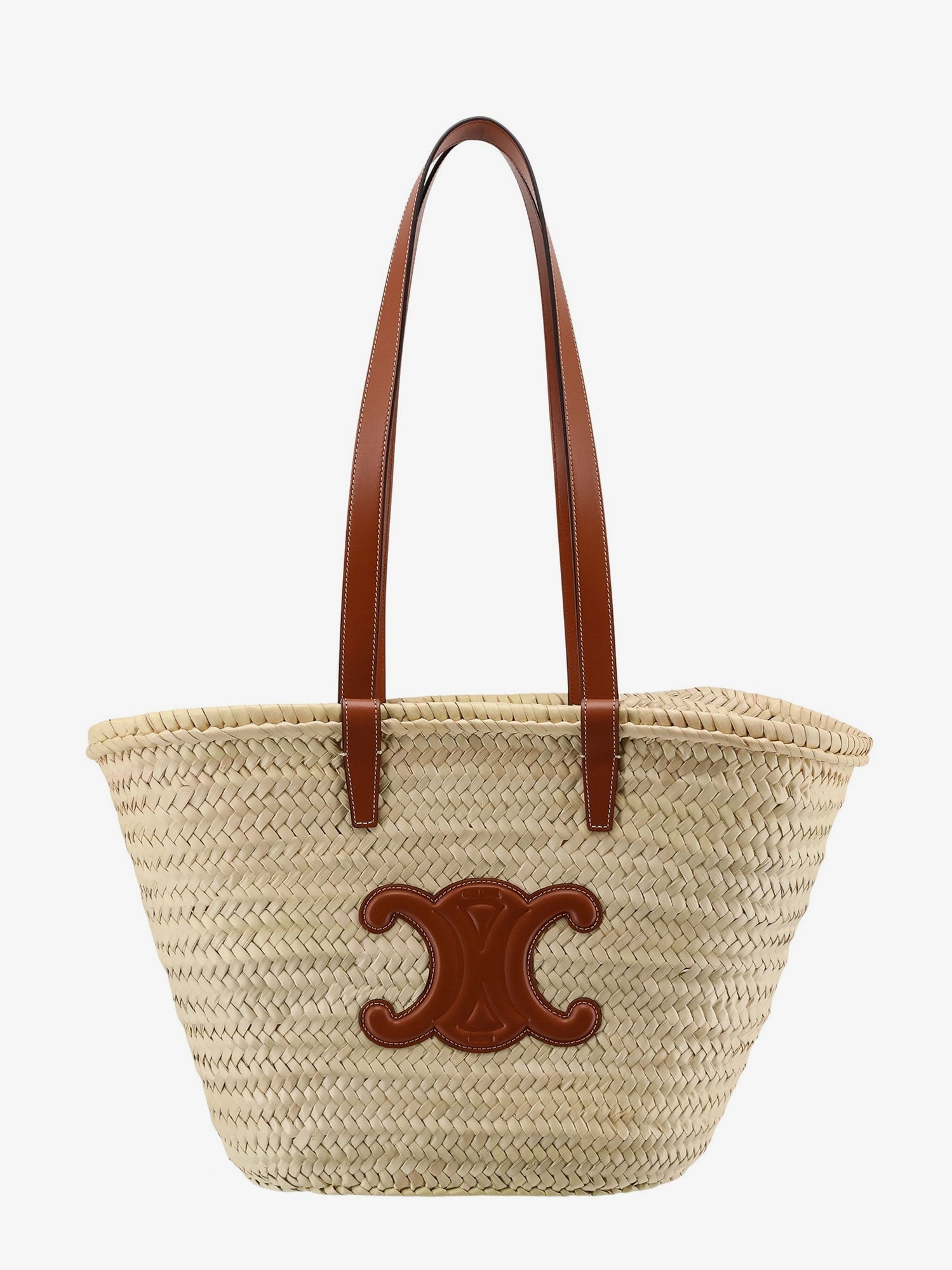 Celine Panier Shoulder Bag In Raffia With Leather Details