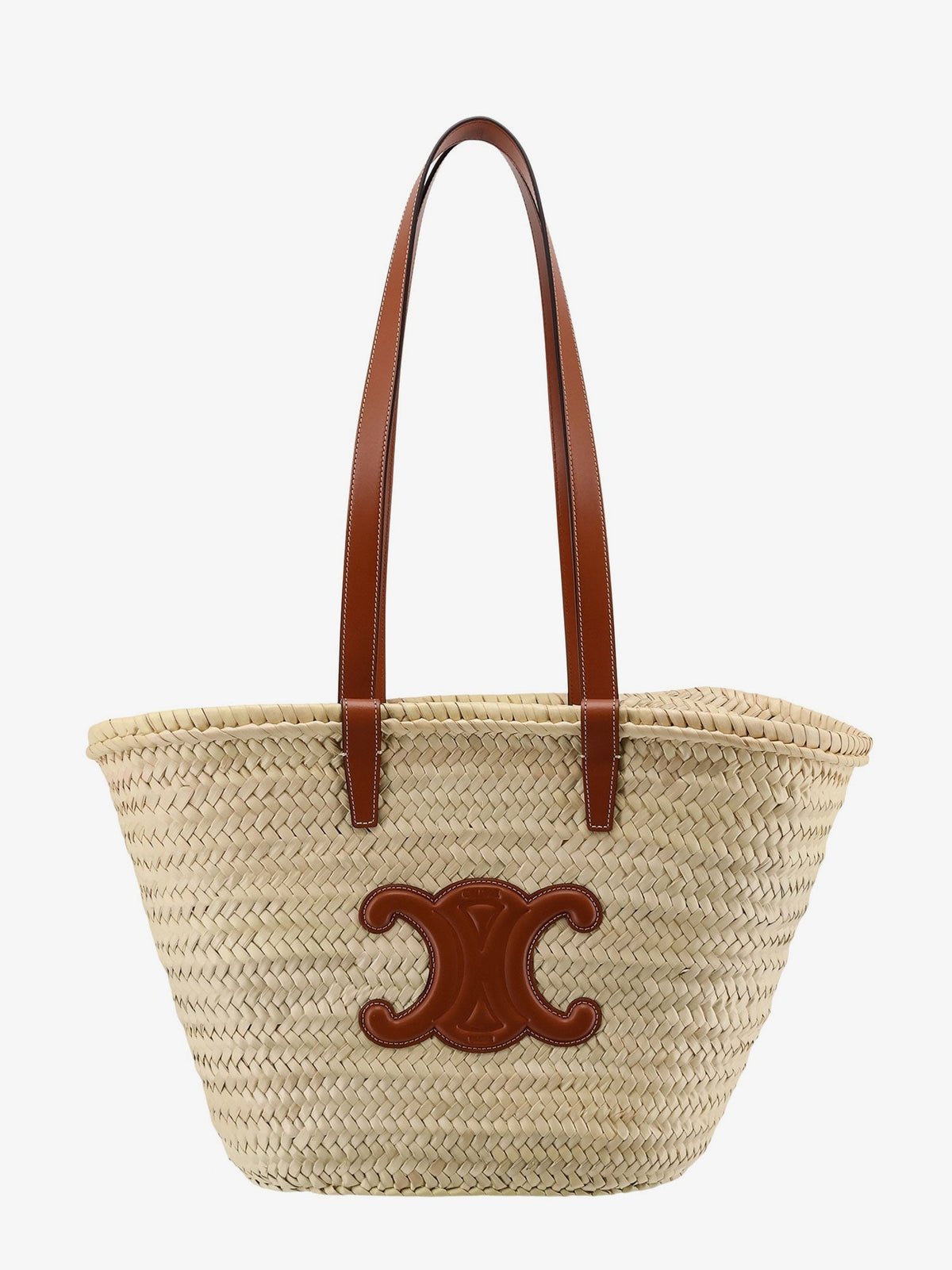 Celine Panier Shoulder Bag In Raffia With Leather Details