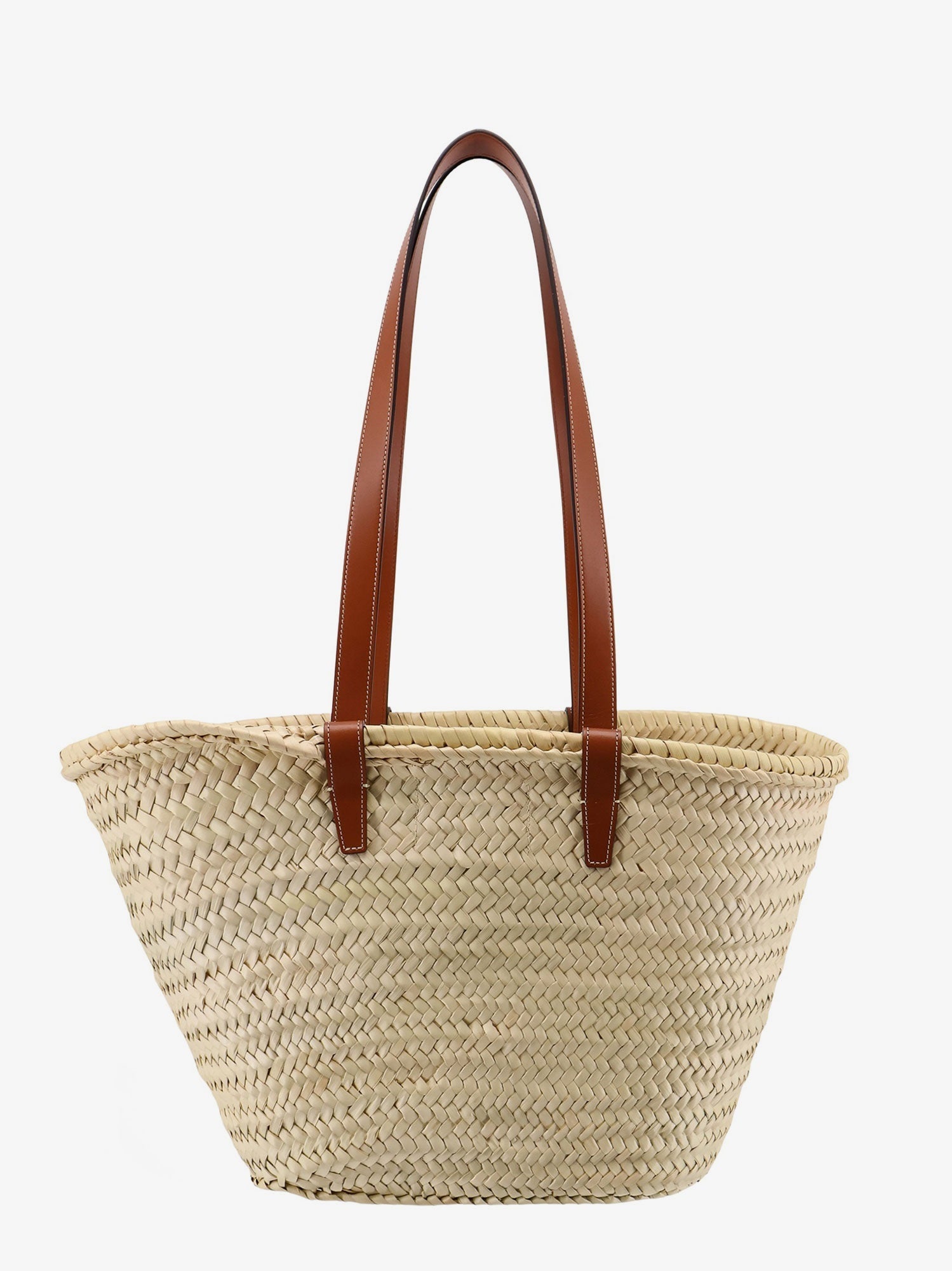 Celine Panier Shoulder Bag In Raffia With Leather Details