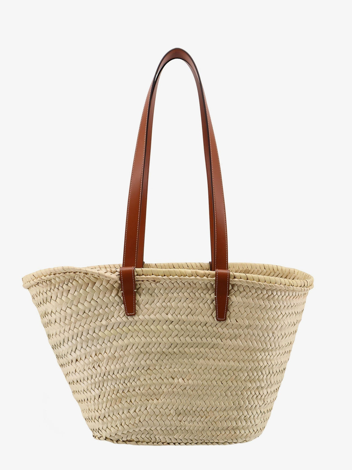 Celine Panier Shoulder Bag In Raffia With Leather Details