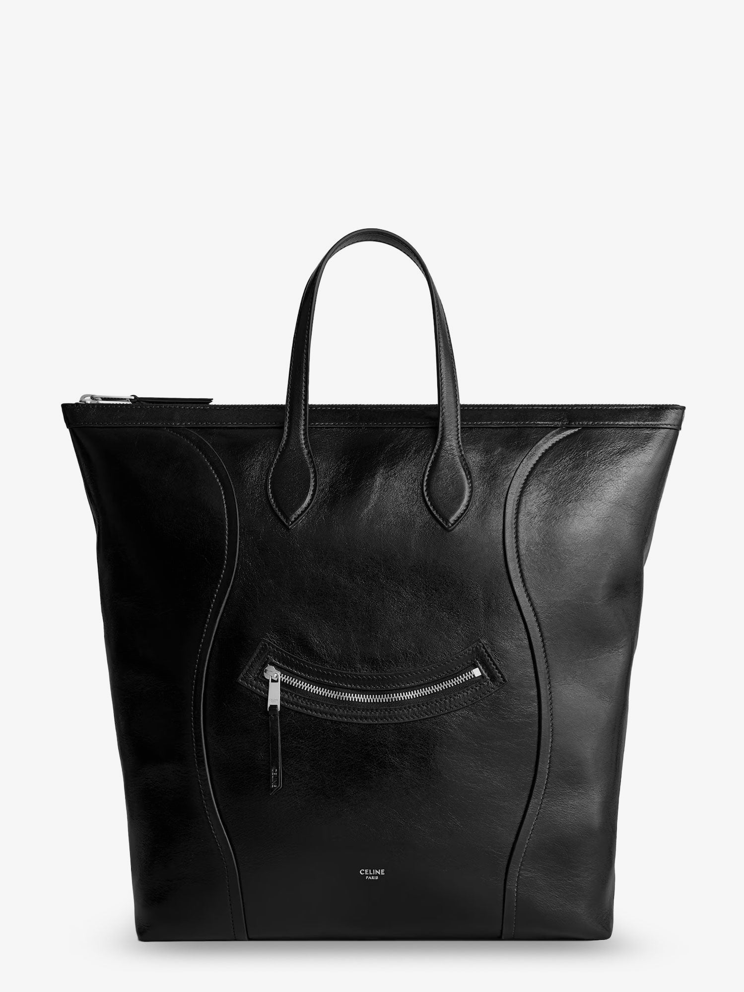 Celine Cabas Leather Shopping Bag With Front Logo