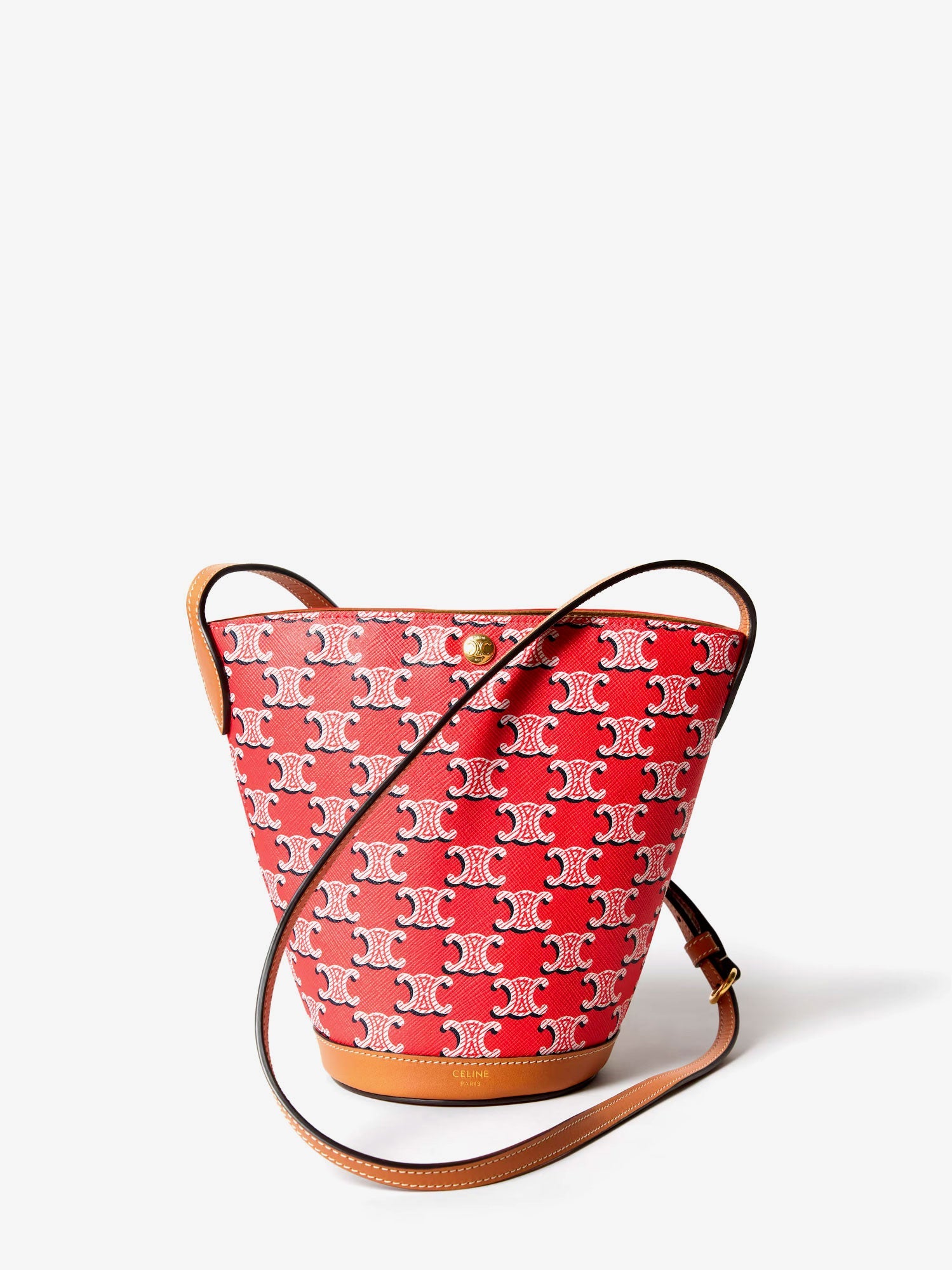 Celine Mini Bucket Bag In Triomphe Canvas