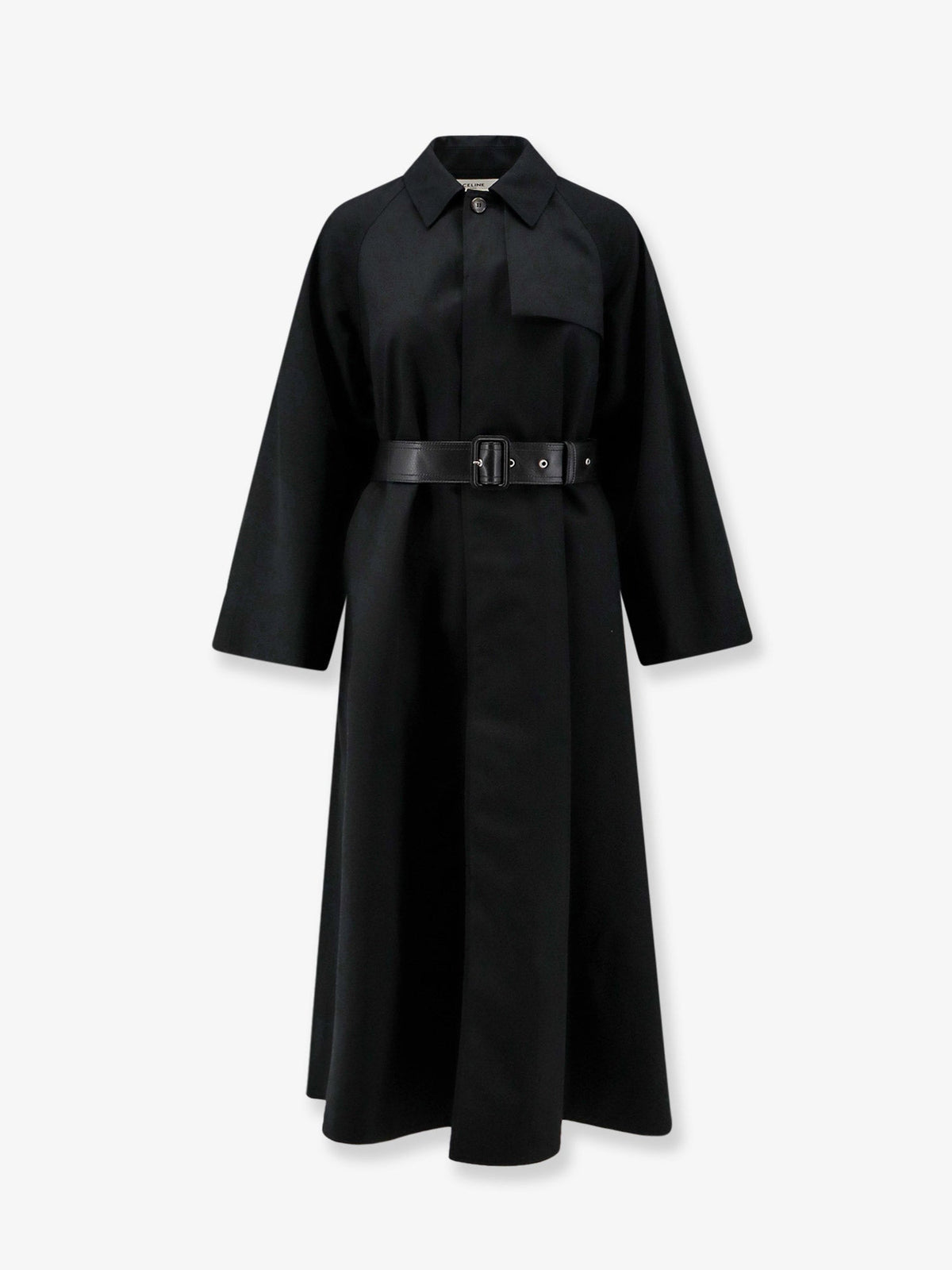 Celine Flared Waterproof Coat With Leather Belt