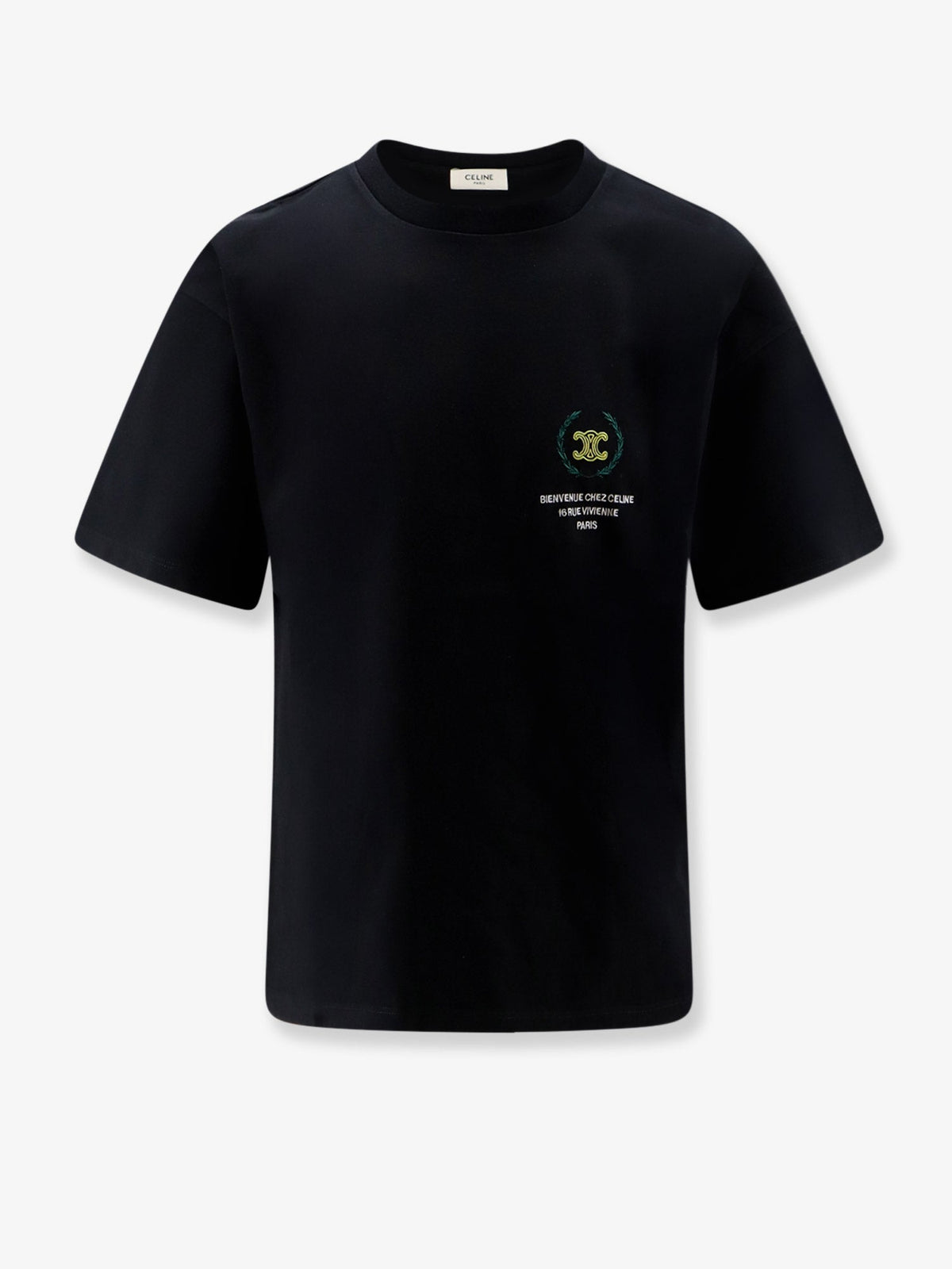 Celine Cotton T-shirt With Iconic Embroidery