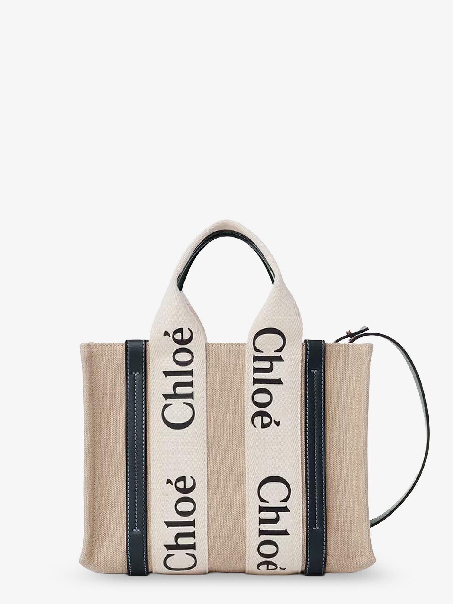 Chloé Woody Linen Canvas And Leather Crossbody Bag