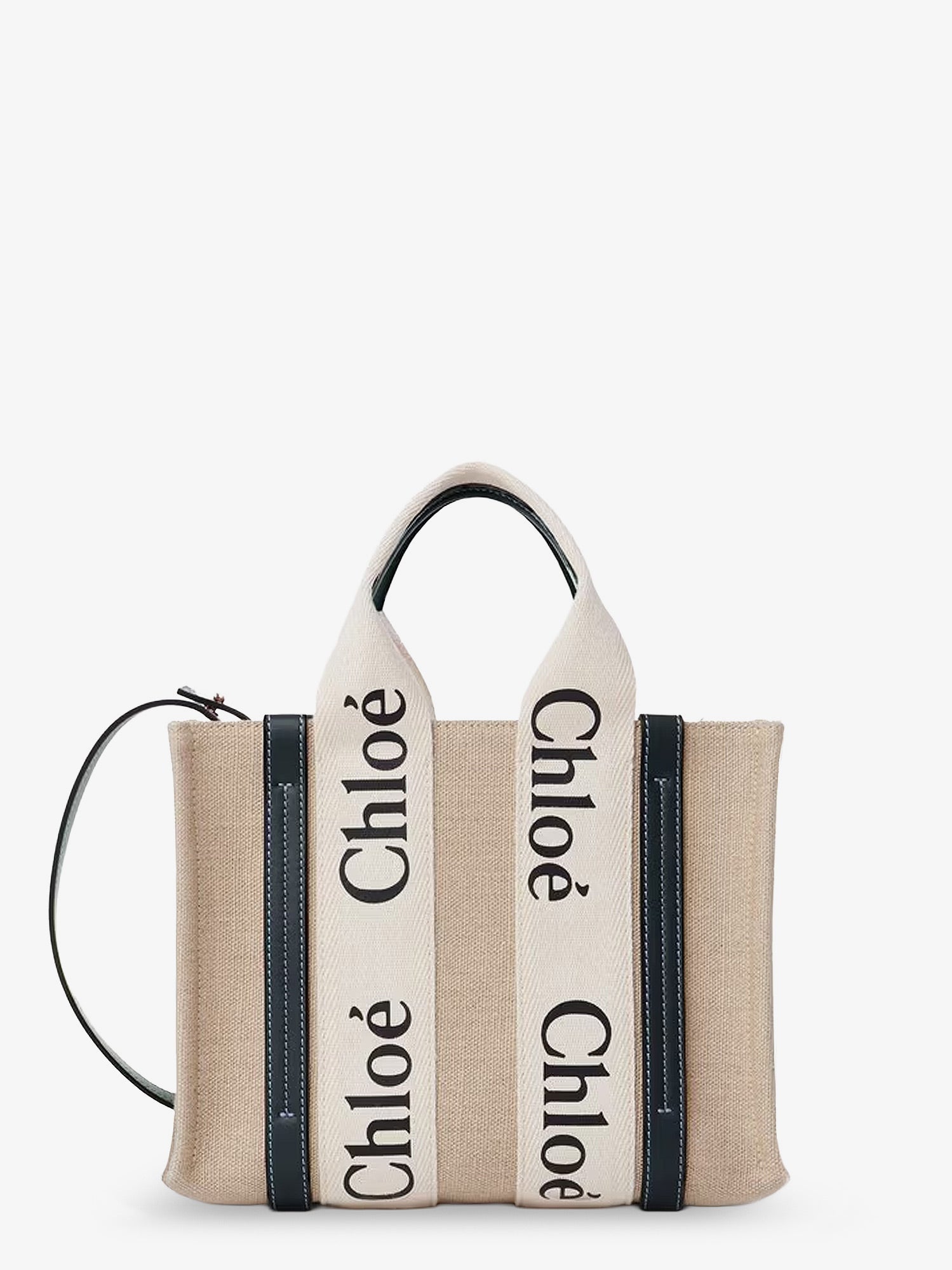 Chloé Woody Linen Canvas And Leather Crossbody Bag
