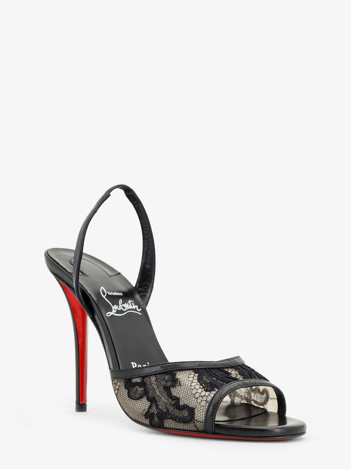 Christian Louboutin Miss Z Lace Sling Sandals In Mesh And Leather