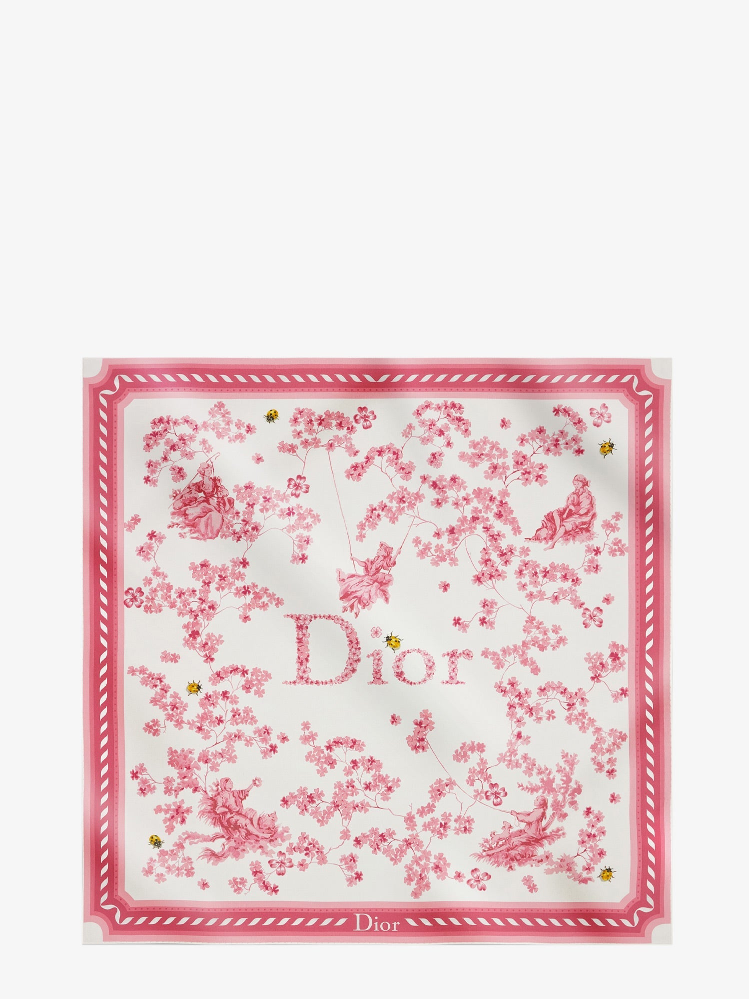 Dior Silk Scarf With Toile De Jouy Clover 90 Pattern