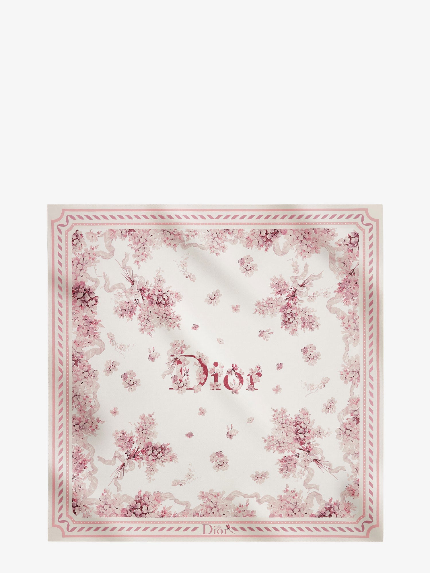 Dior Dior Lilac Bouquet Print Silk Foulard