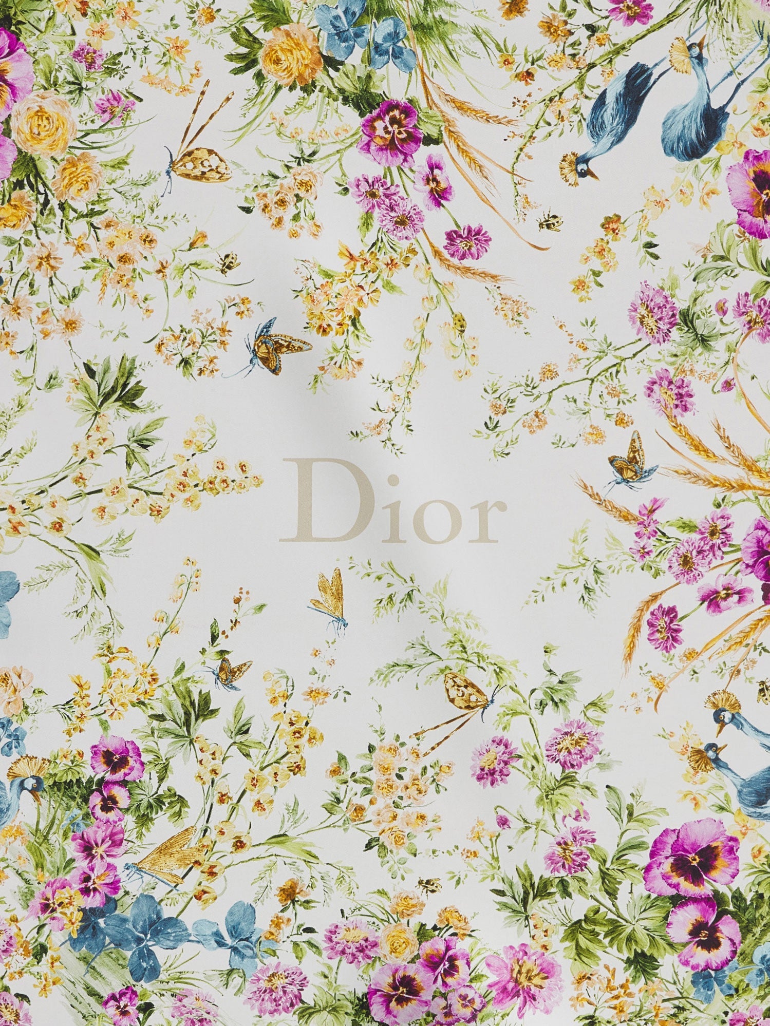 Dior Toile De Jouy Floral Garden Dioriviera 90 Silk Foulard
