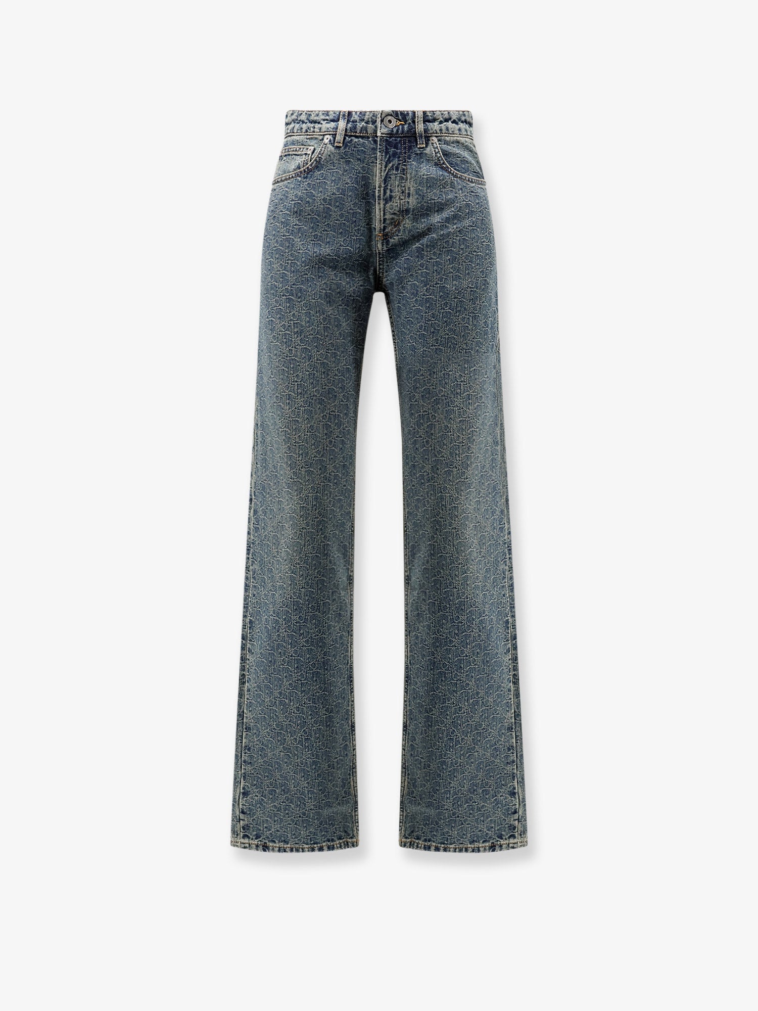 Dior Denim Blue Jeans With All-over Dior Oblique Motif