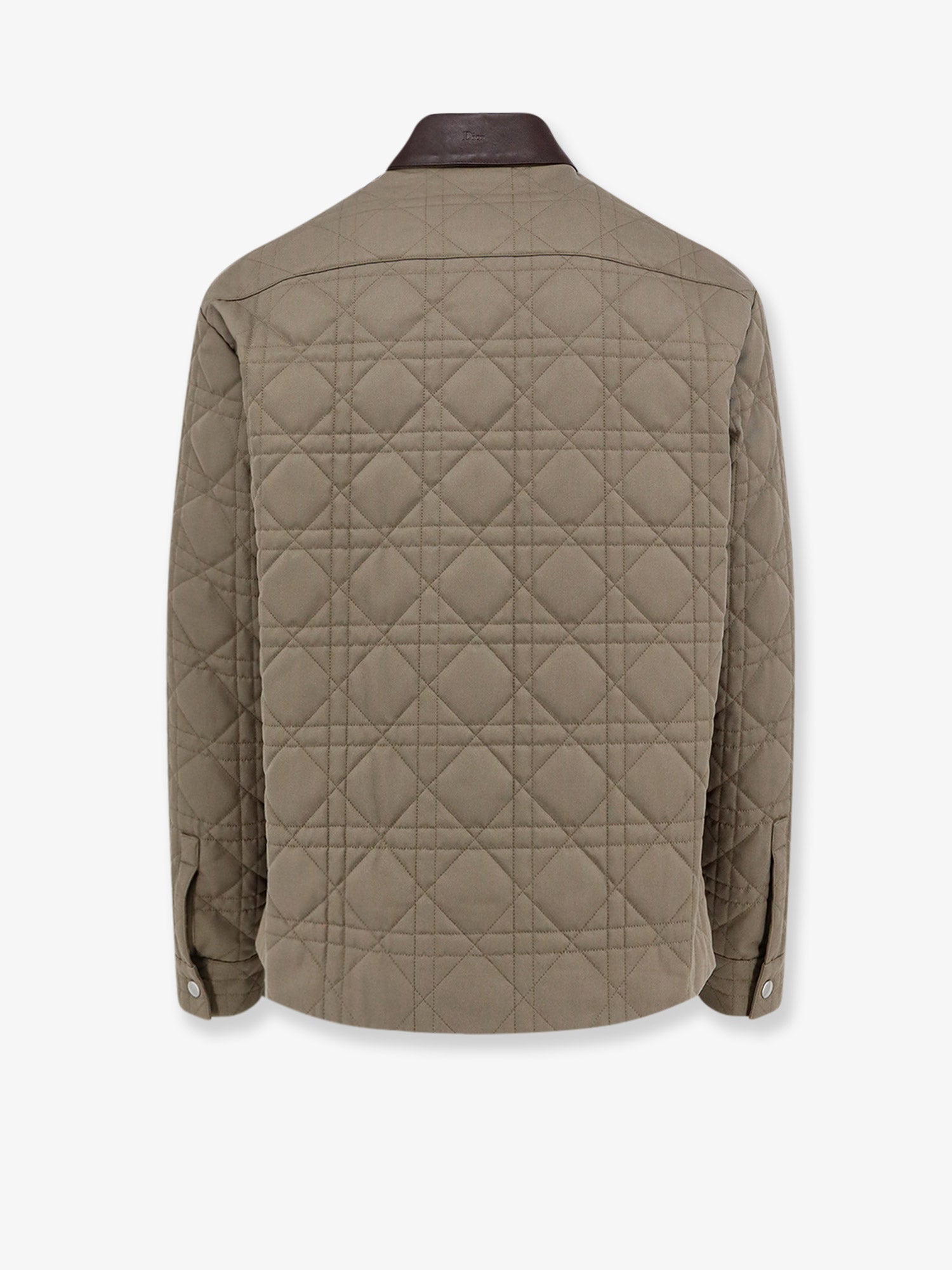 Dior Cannage Shirt/jacket With Dior Patch And Leather Collar