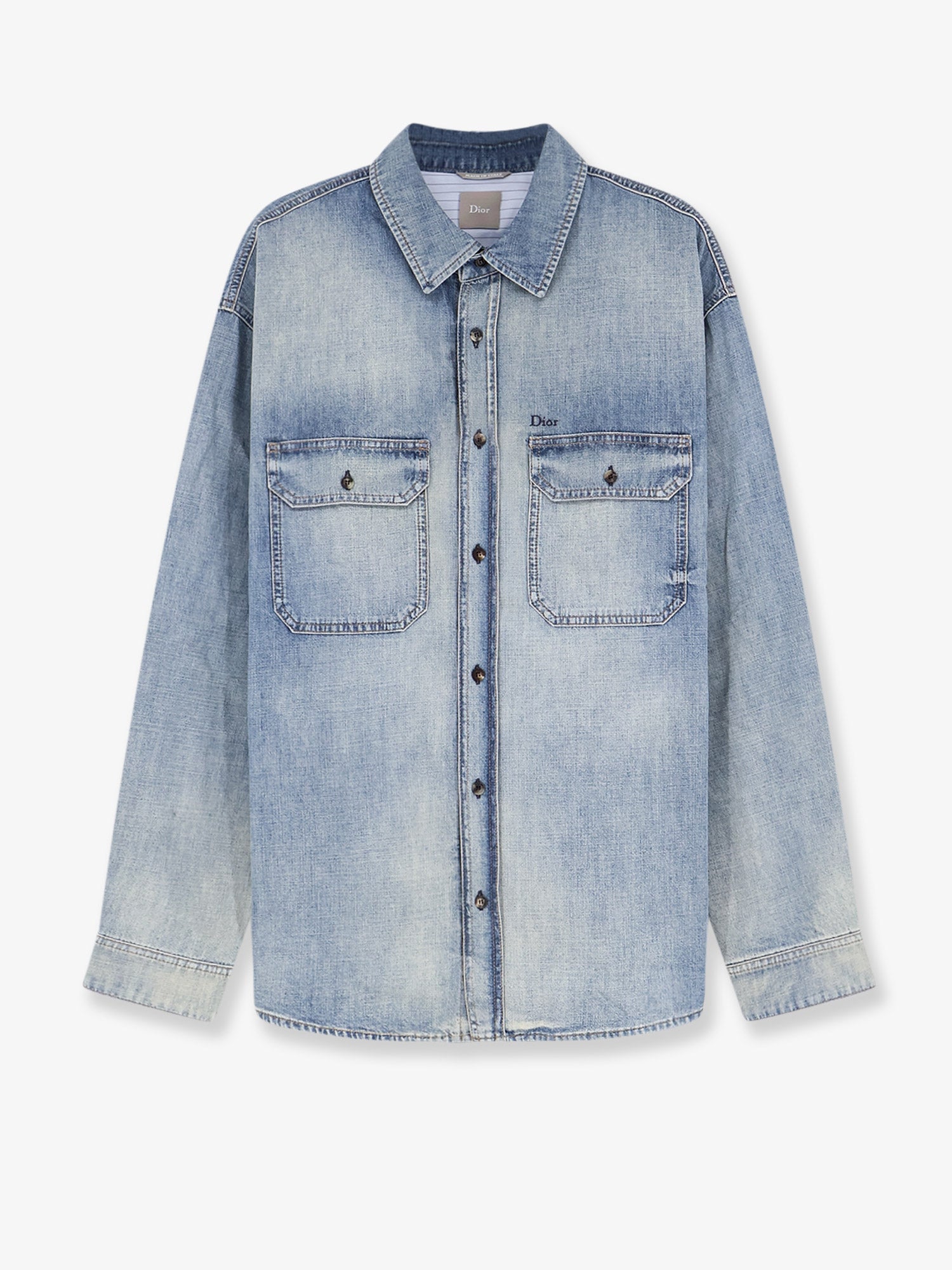 Dior Cotton Shirt Jacket With Embroidered Lettering Logo