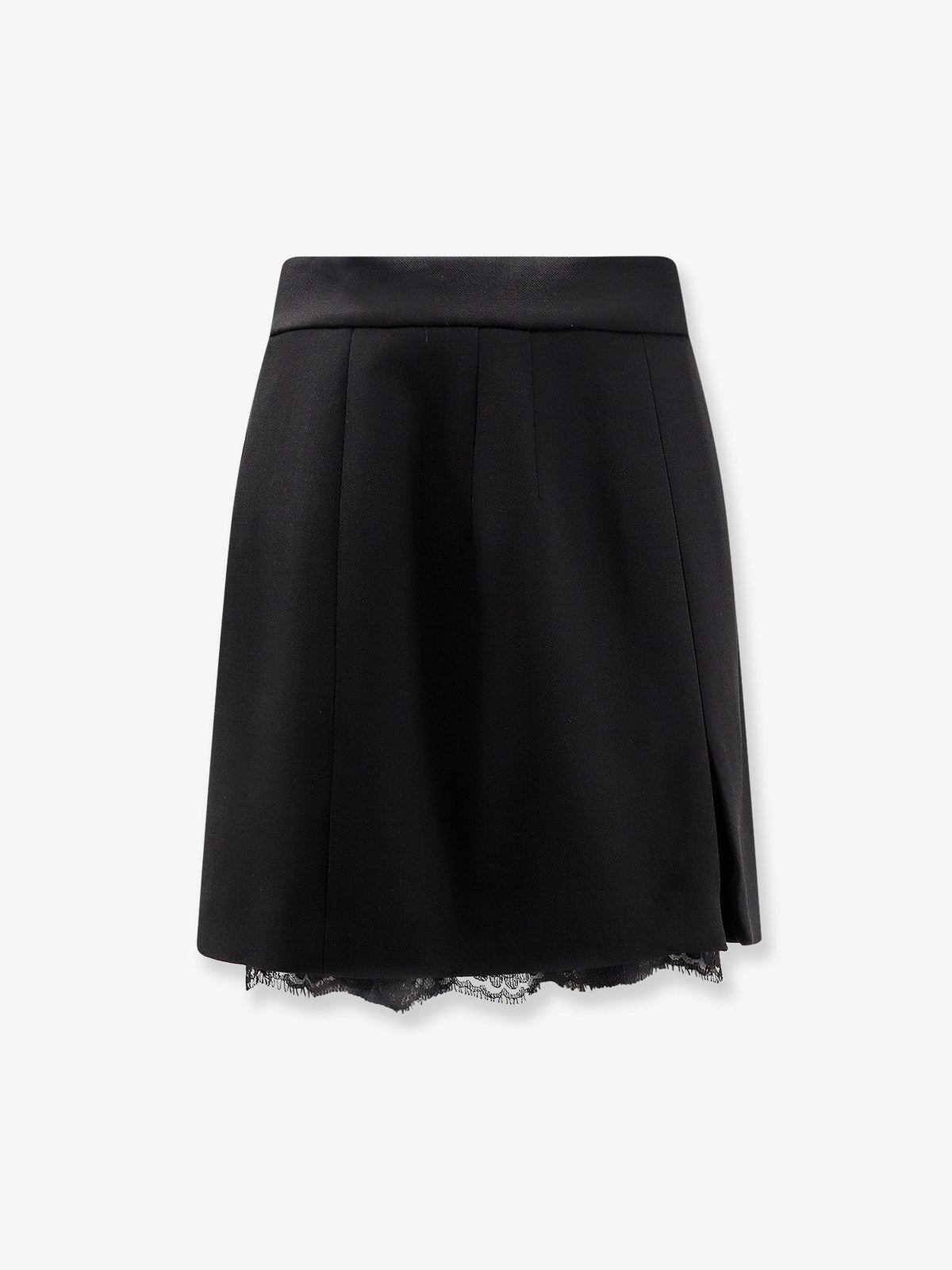 Dolce & Gabbana Virgin Wool Mini Skirt With Lace Detail