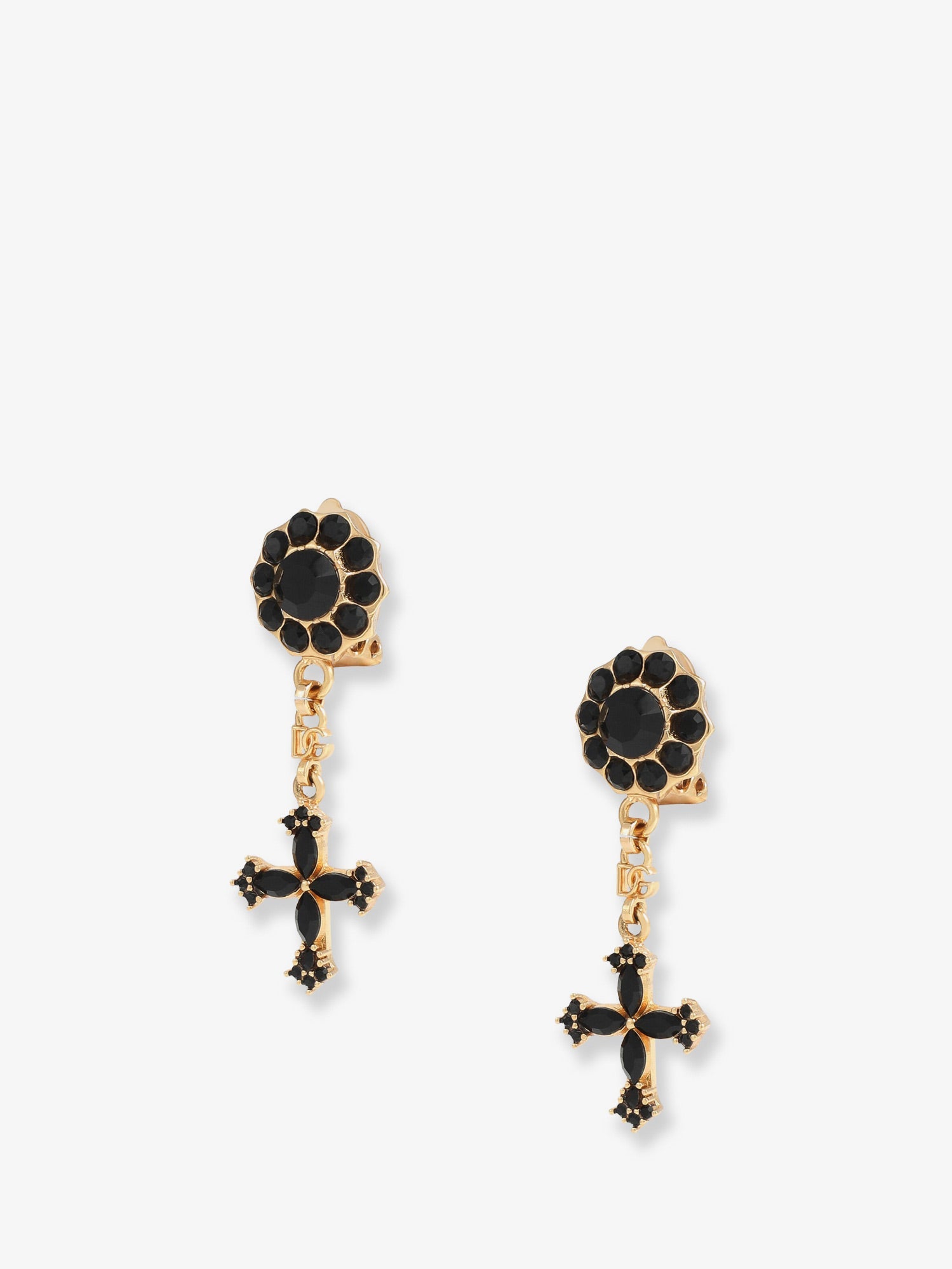 Dolce & Gabbana Brass Earrings With Rhinestones