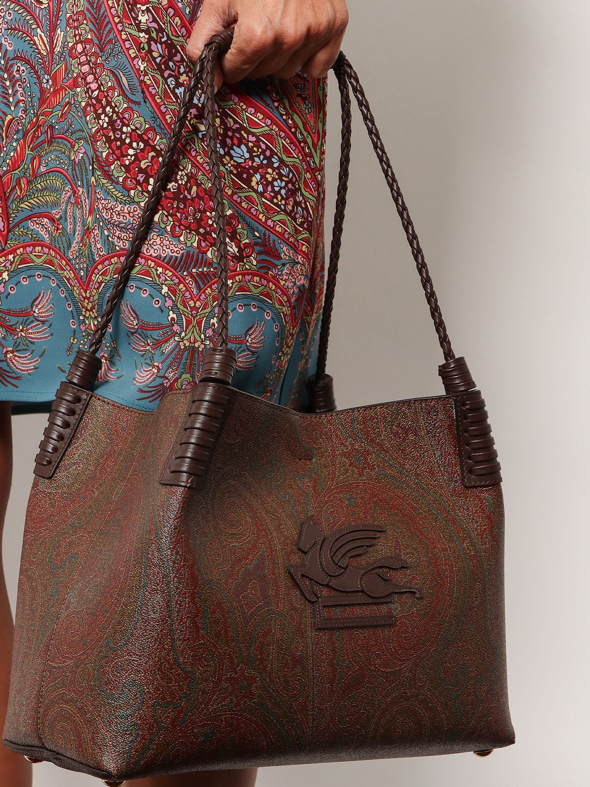 Etro Libra M Arnica Paisley Fabric Shopping Bag