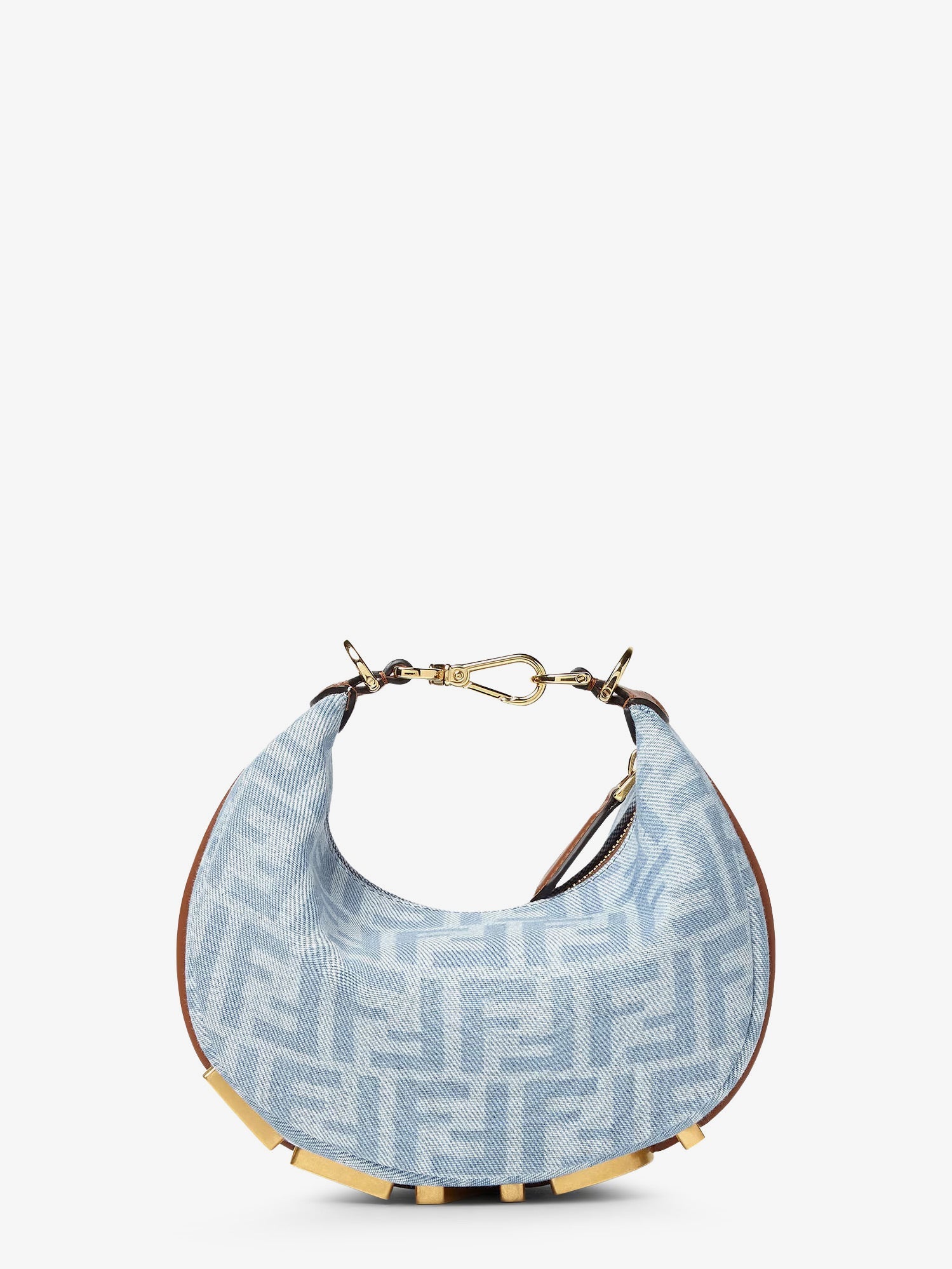 Fendi Fendigraphy Mini Denim Handbag With All-over Ff Logo