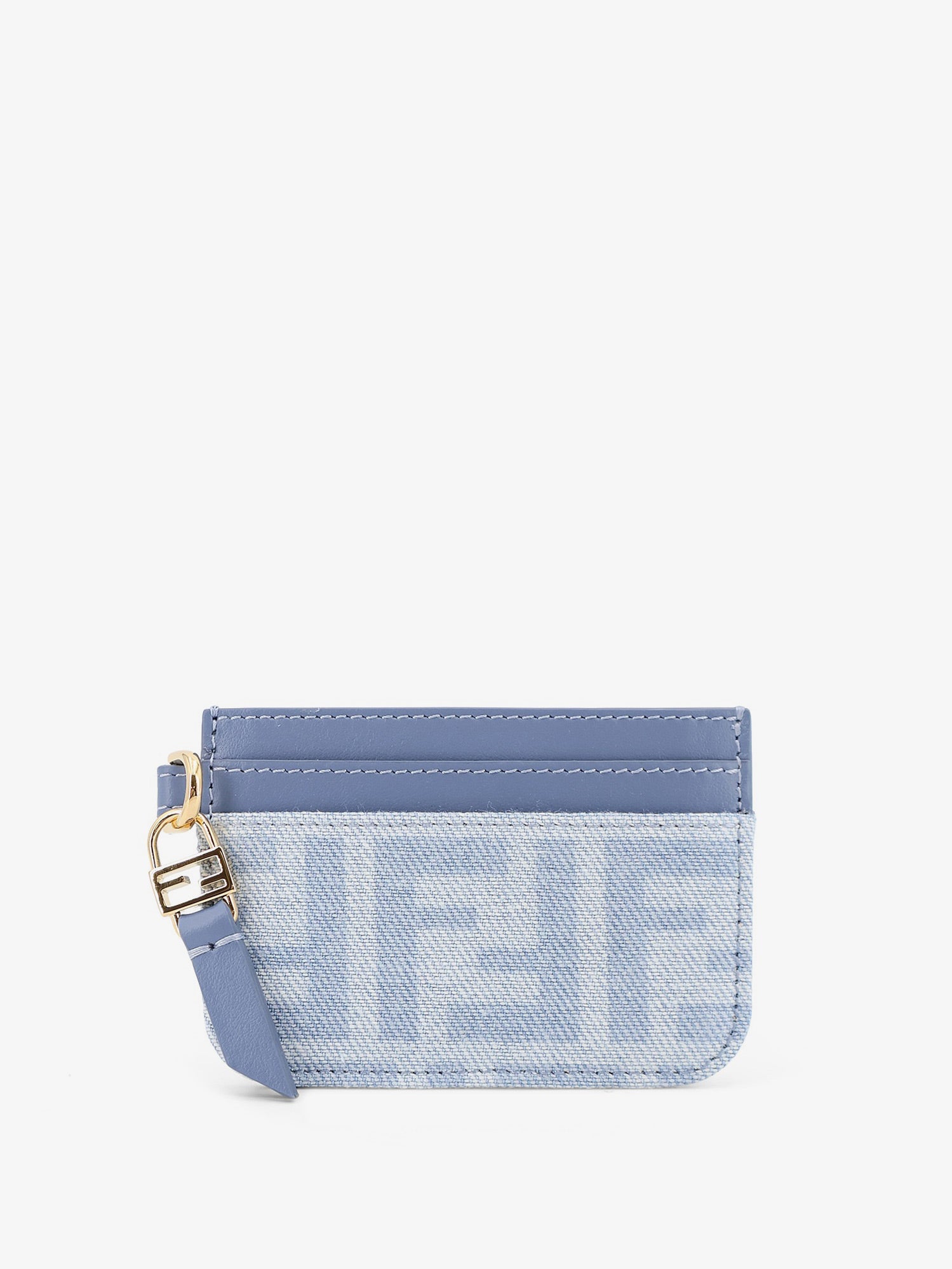 Fendi Denim Baguette Card Holder With Ff Motif