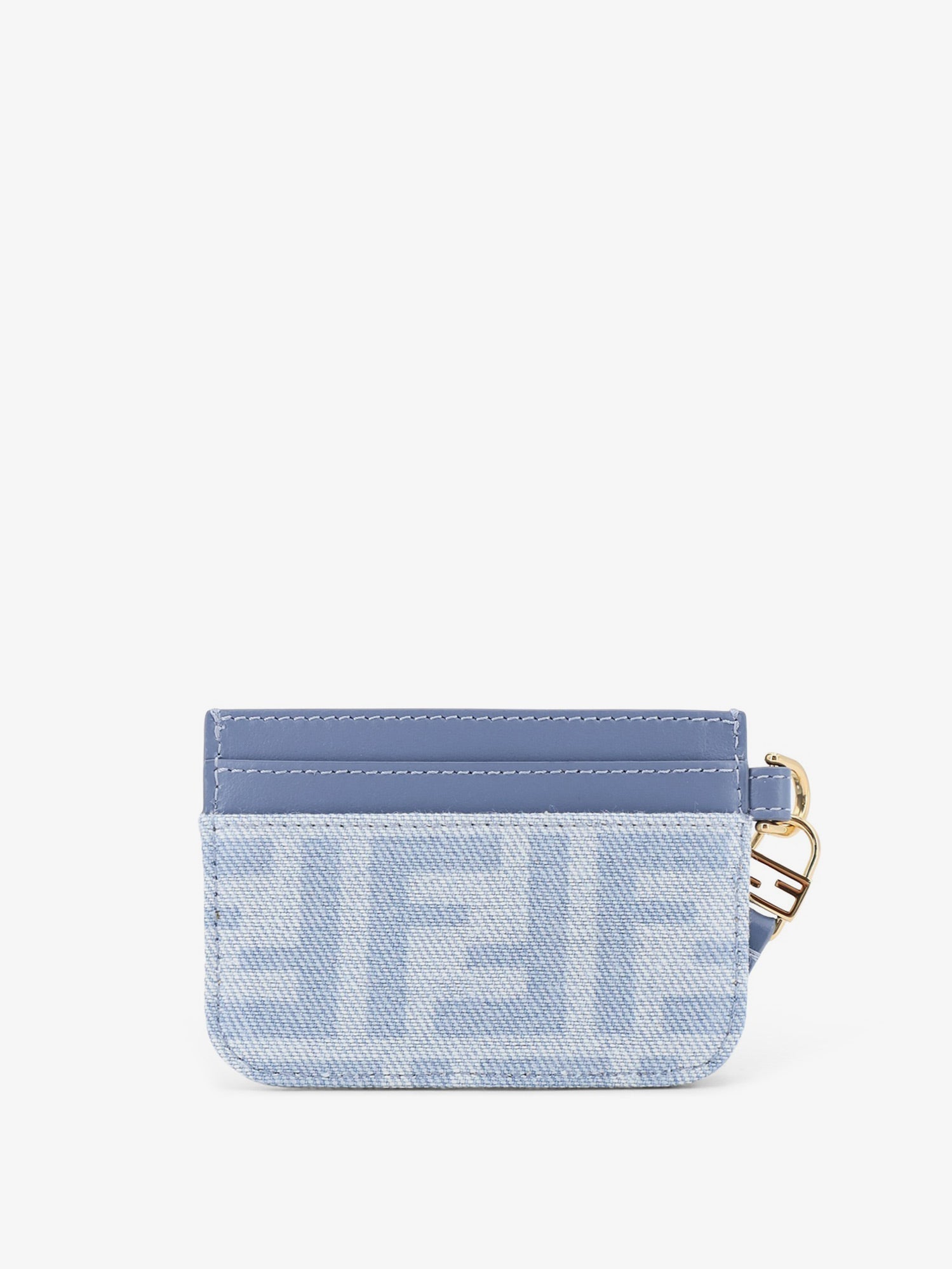 Fendi Denim Baguette Card Holder With Ff Motif