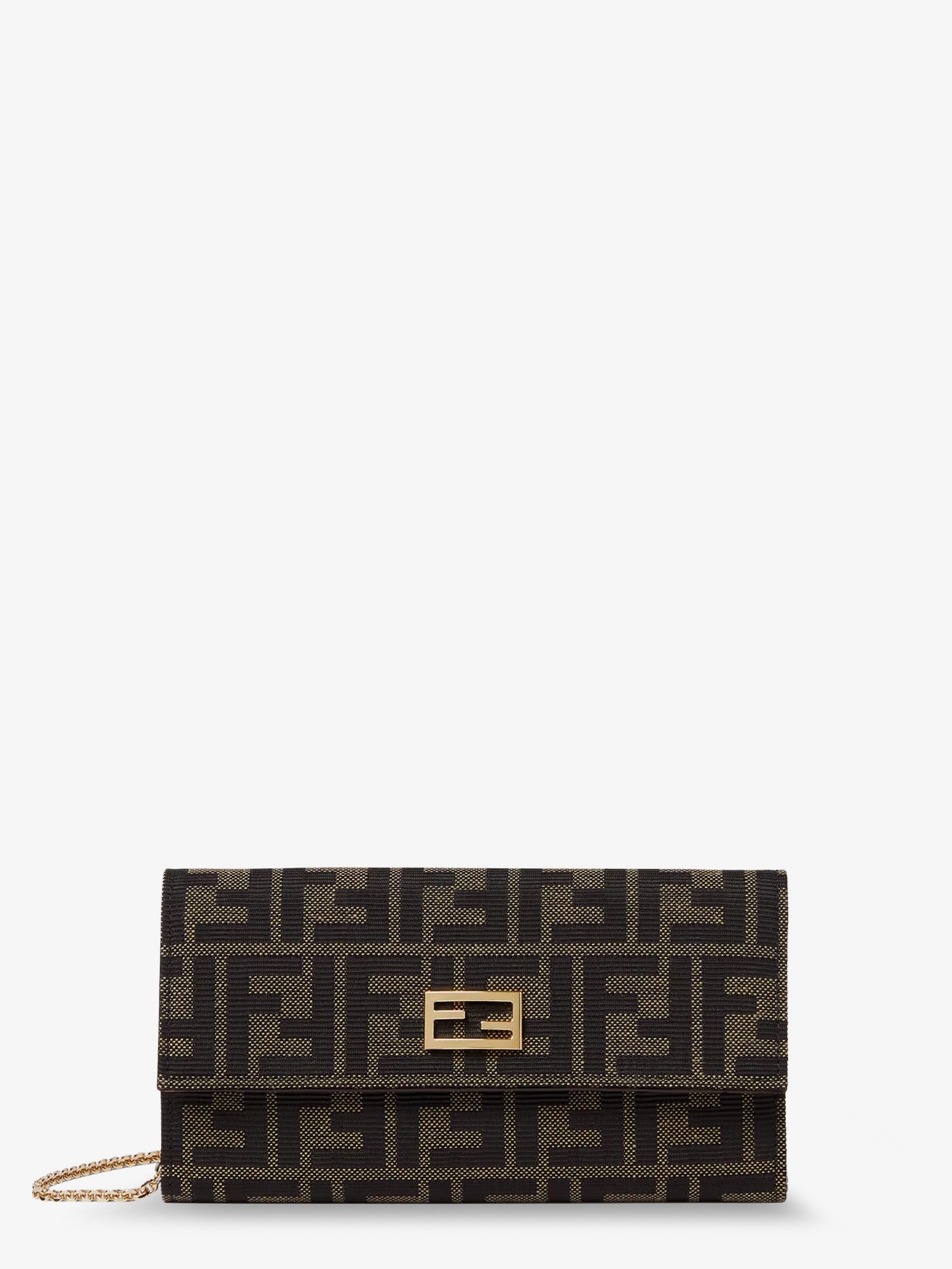 Fendi Ff Zucca Fabric Continental Wallet With Chain Tube