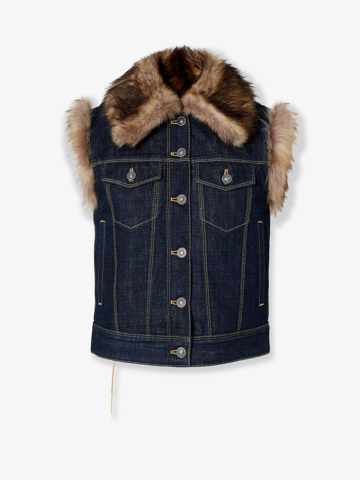 Fendi Denim And Shearling Vest