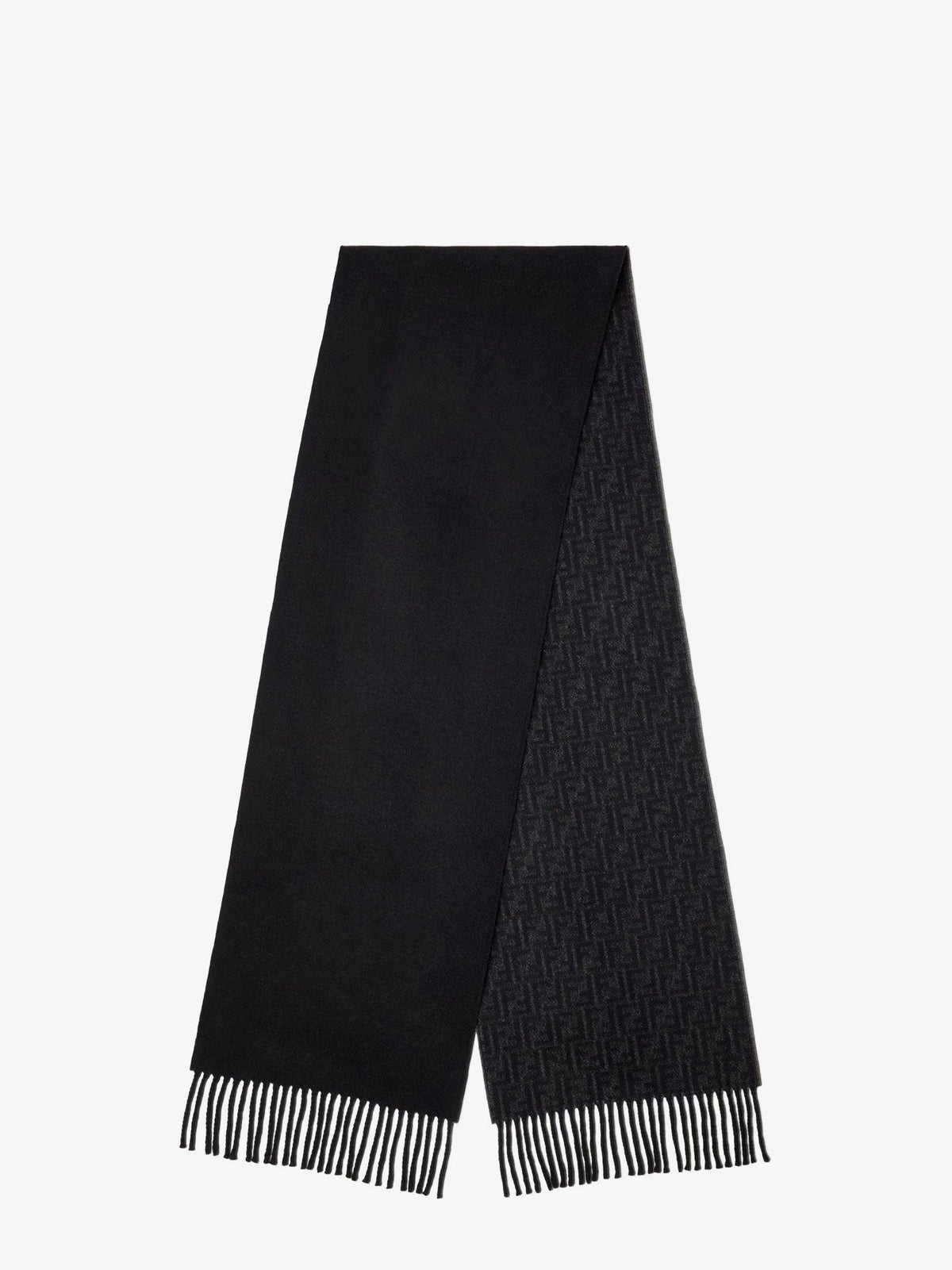 Fendi Black Ff Zucca Double-faced Wool And Cashmere Scarf