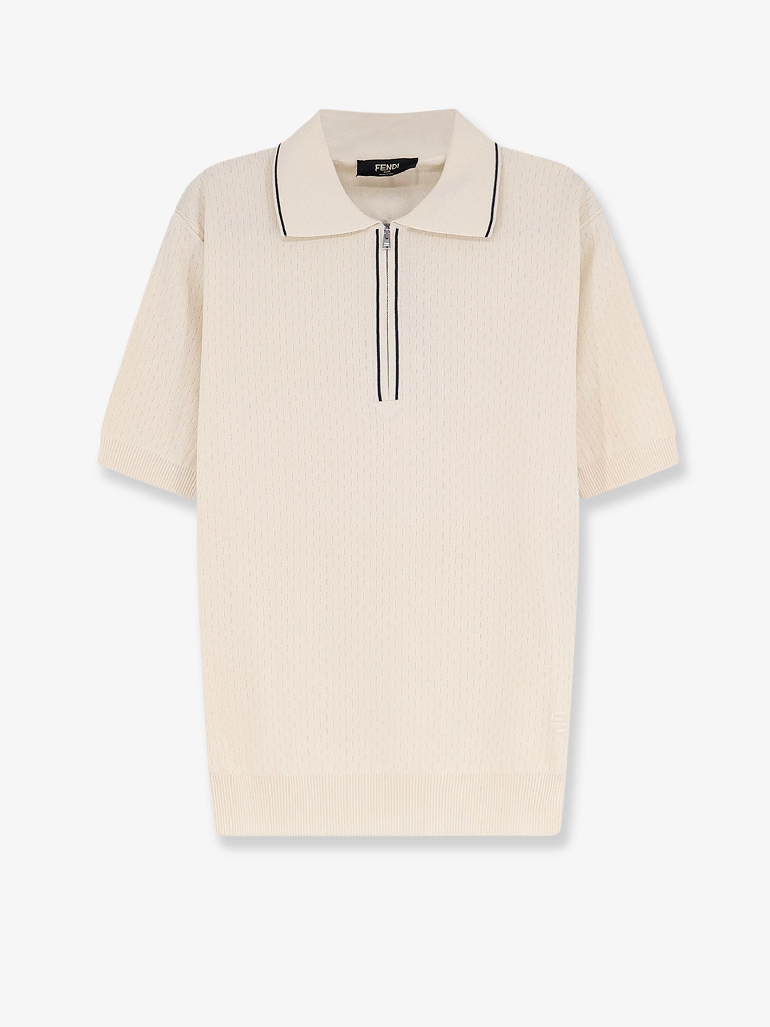 Fendi Cotton And Silk Polo Shirt With Ff Embroidery