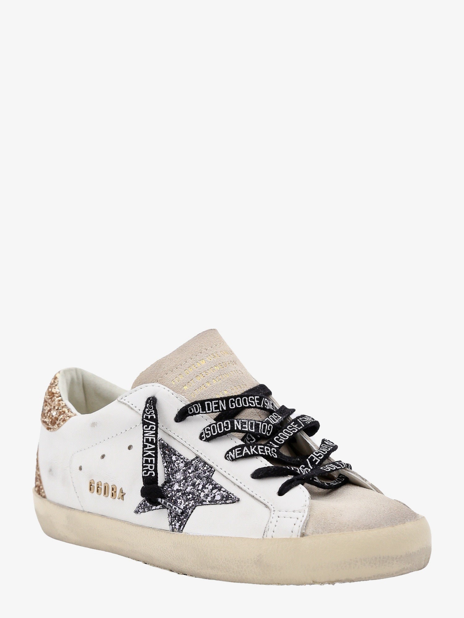Golden Goose Super-star Leather Sneakers With Iconic Glitter Logo On The Side