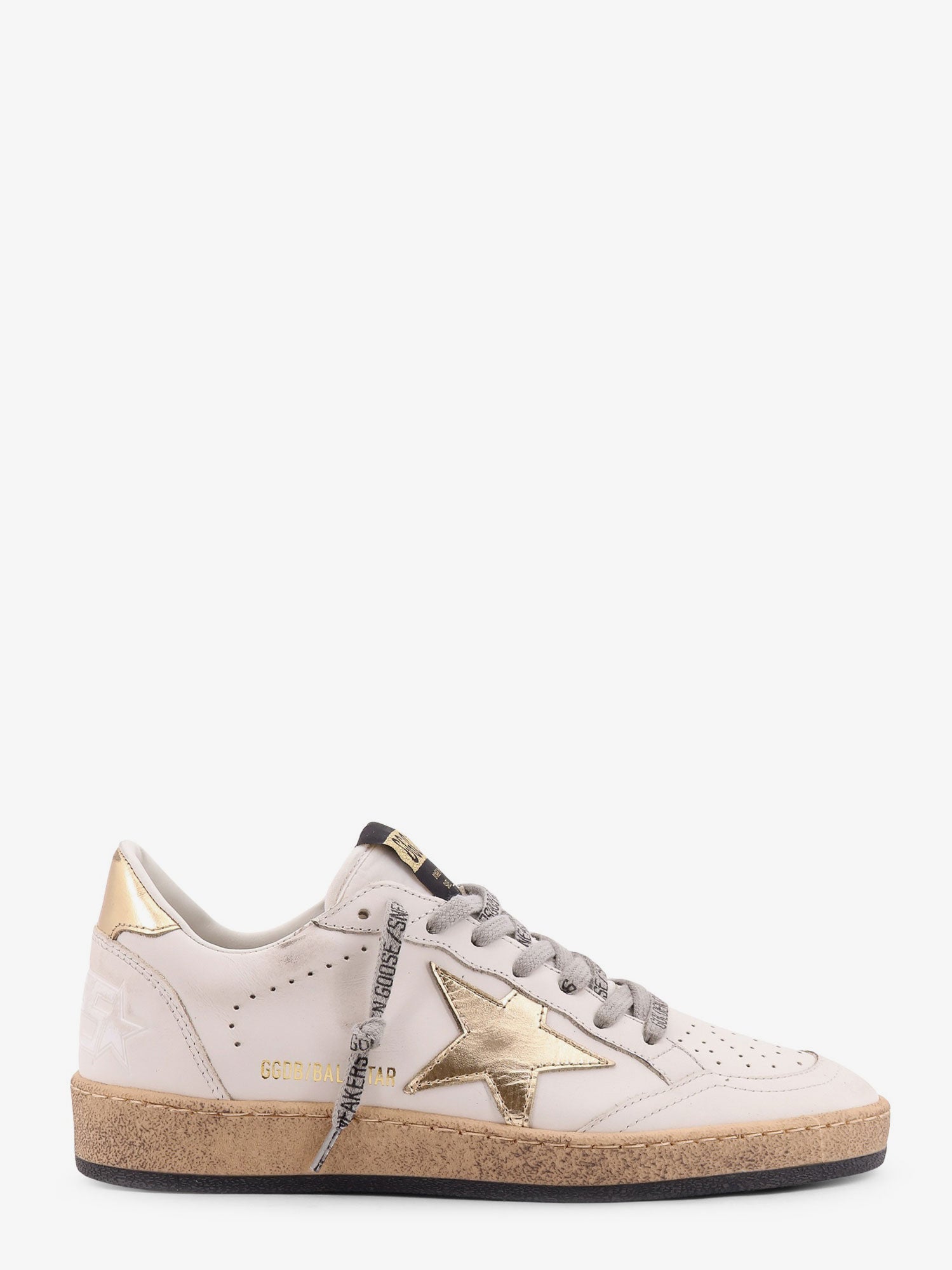 Golden Goose Ball Star Leather Sneakers With Side Logo
