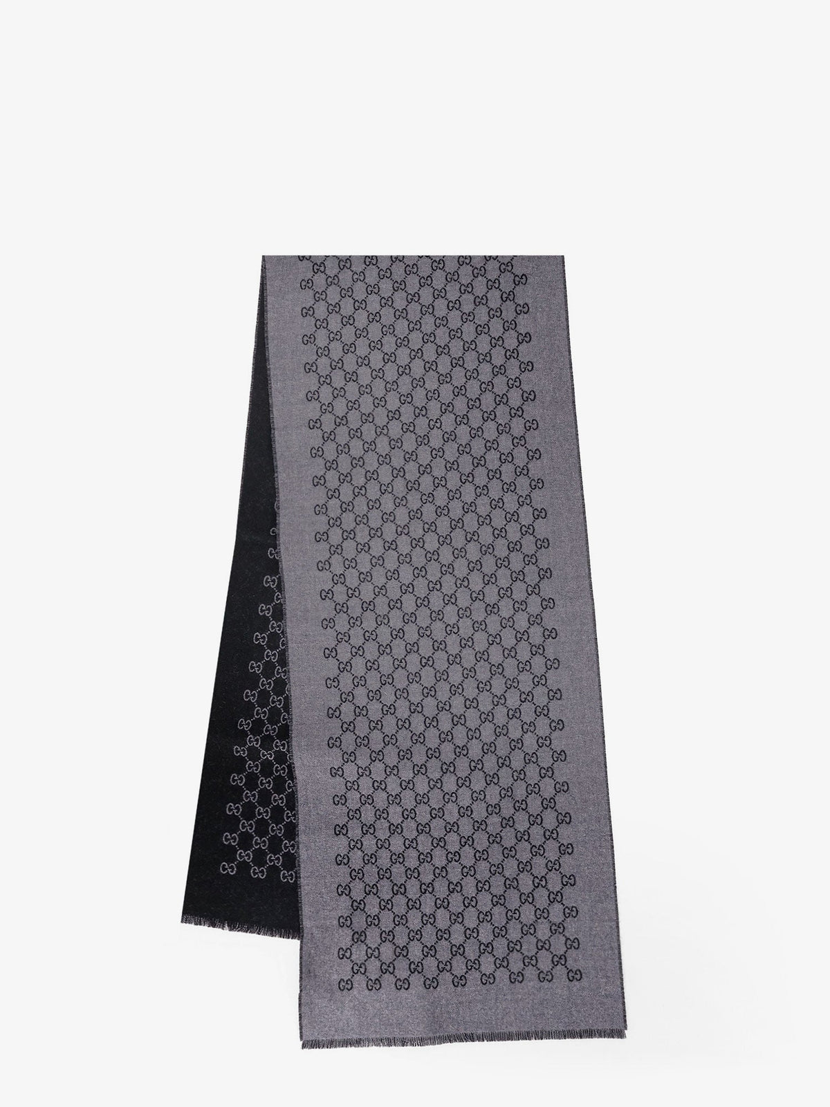 Gucci Double Wool Jacquard Scarf With Gg Motif