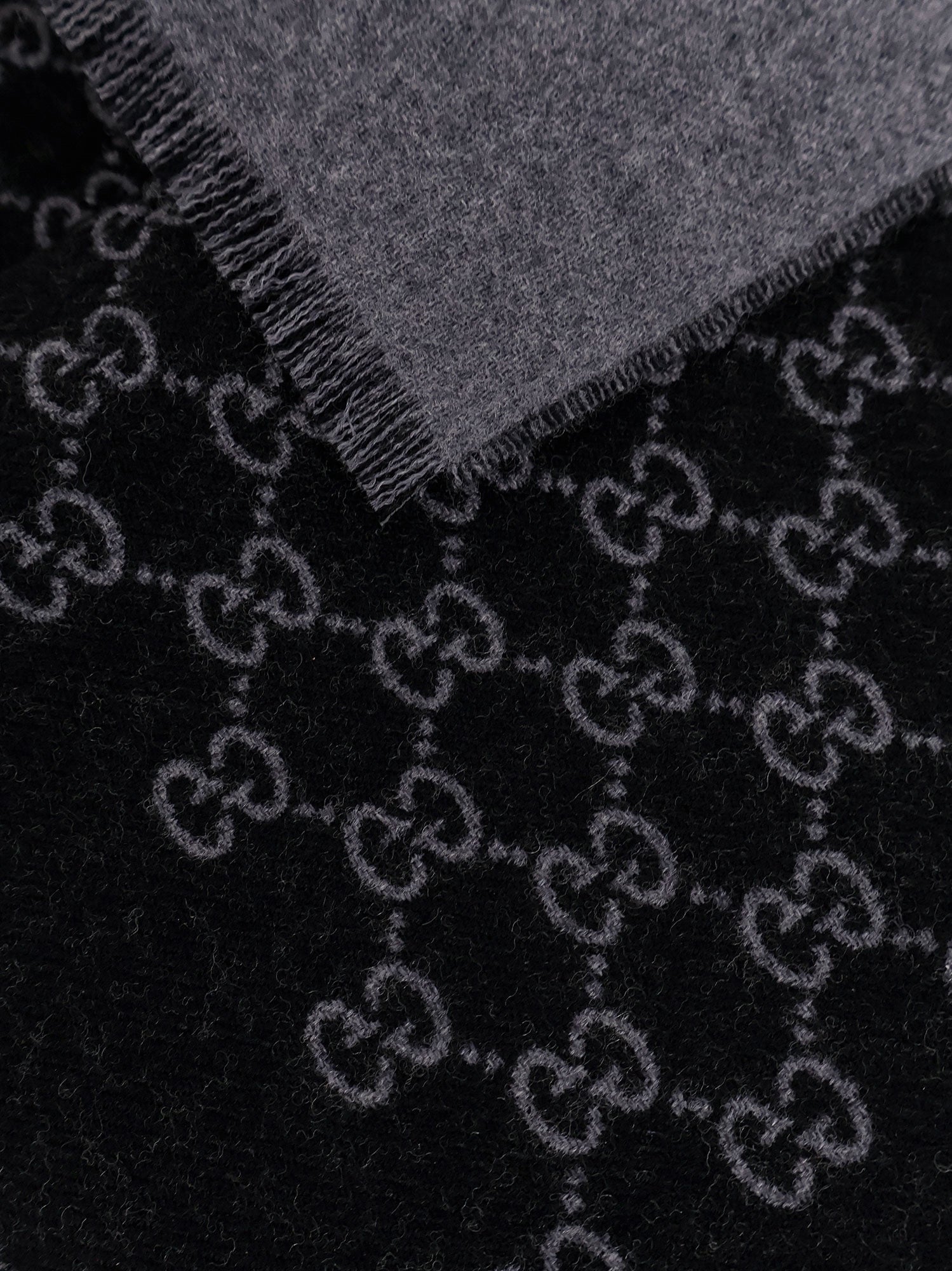 Gucci Double Wool Jacquard Scarf With Gg Motif