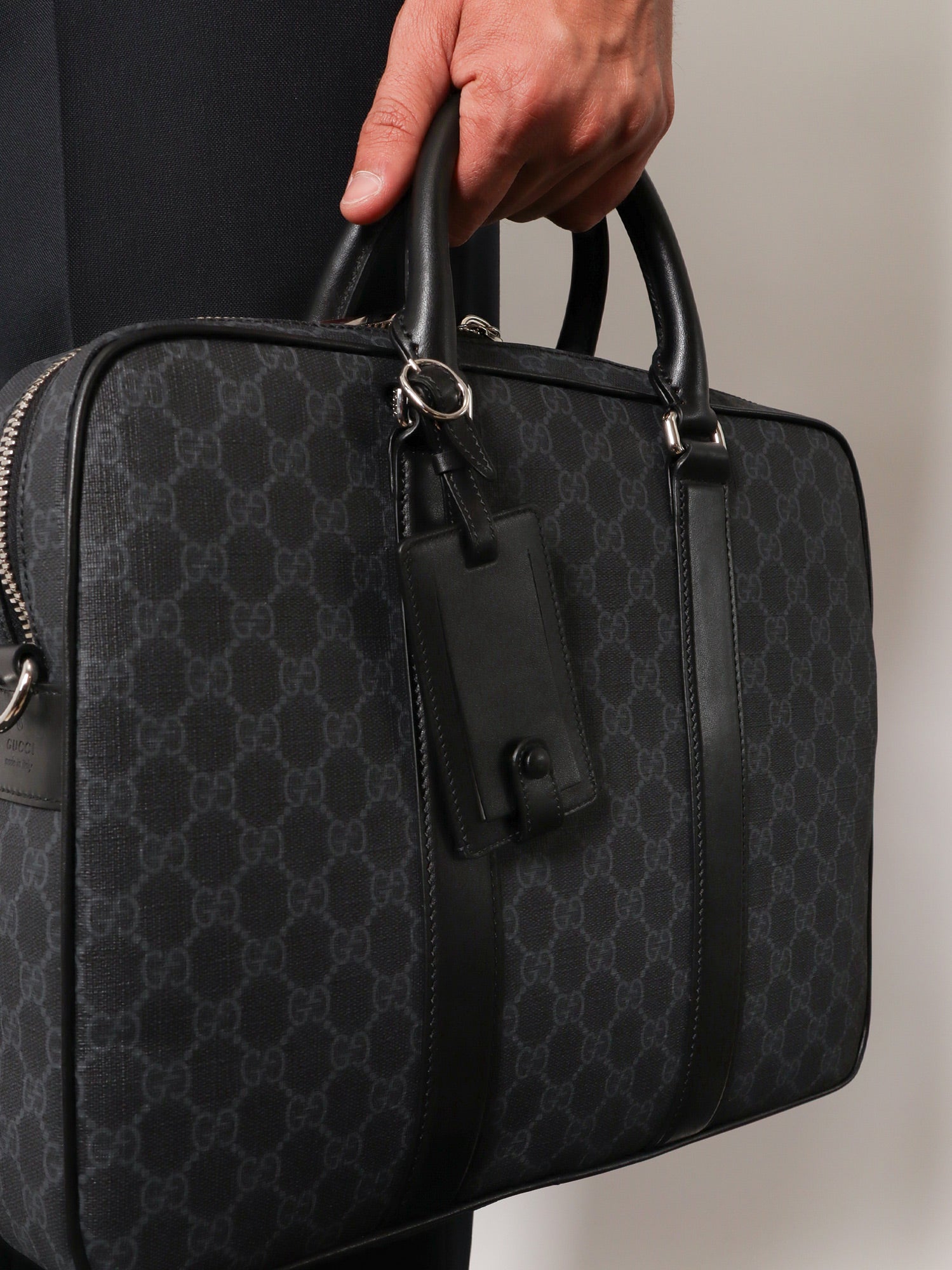 Gucci Gg Supreme Fabric And Leather Briefcase