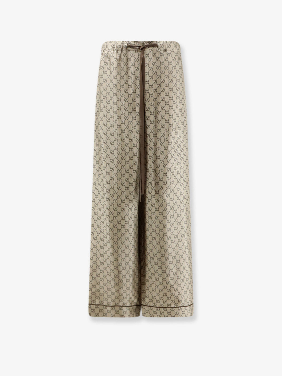 Gucci Silk Trousers With All-over Gg Motif