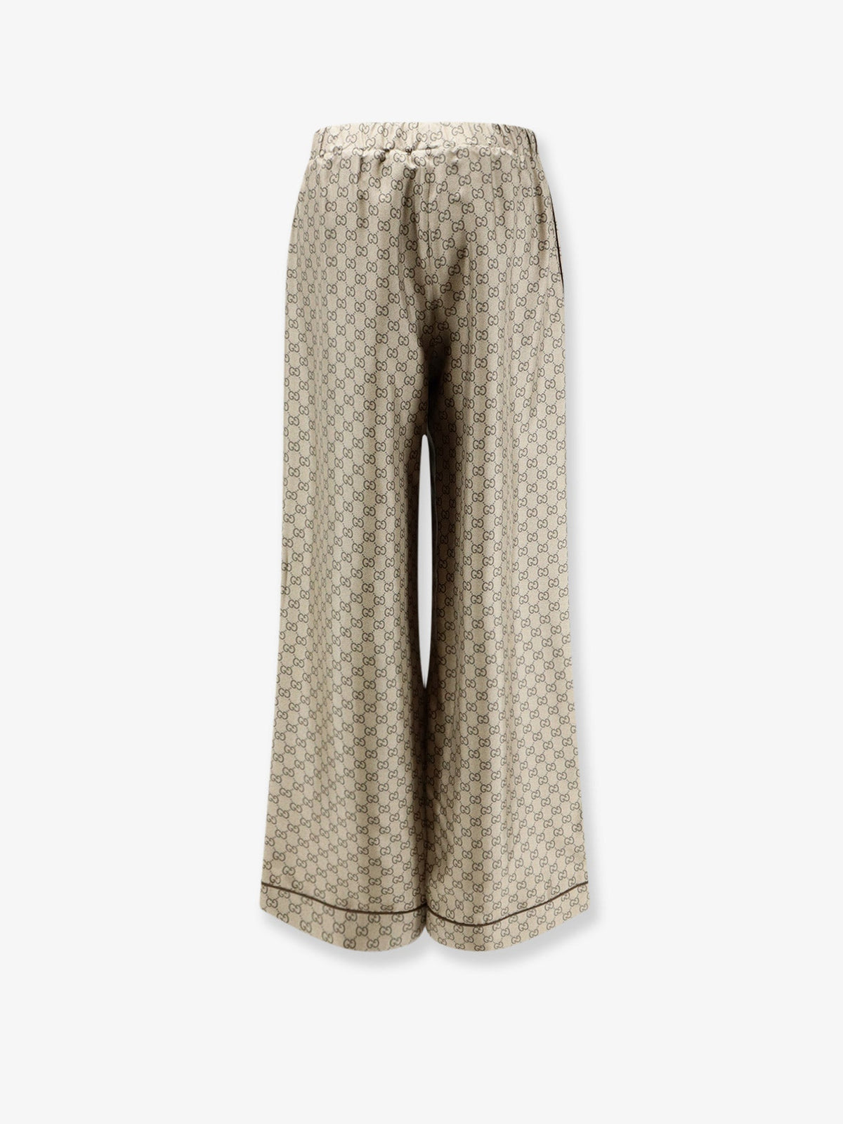 Gucci Silk Trousers With All-over Gg Motif
